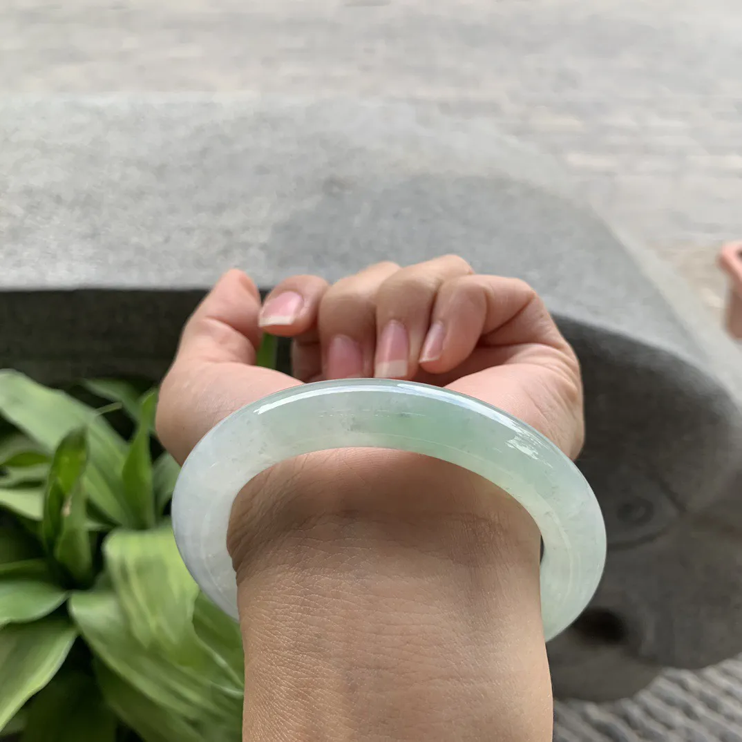 圈口 57.8-10.6【冰晴绿圆条手镯】圆条57 58可戴