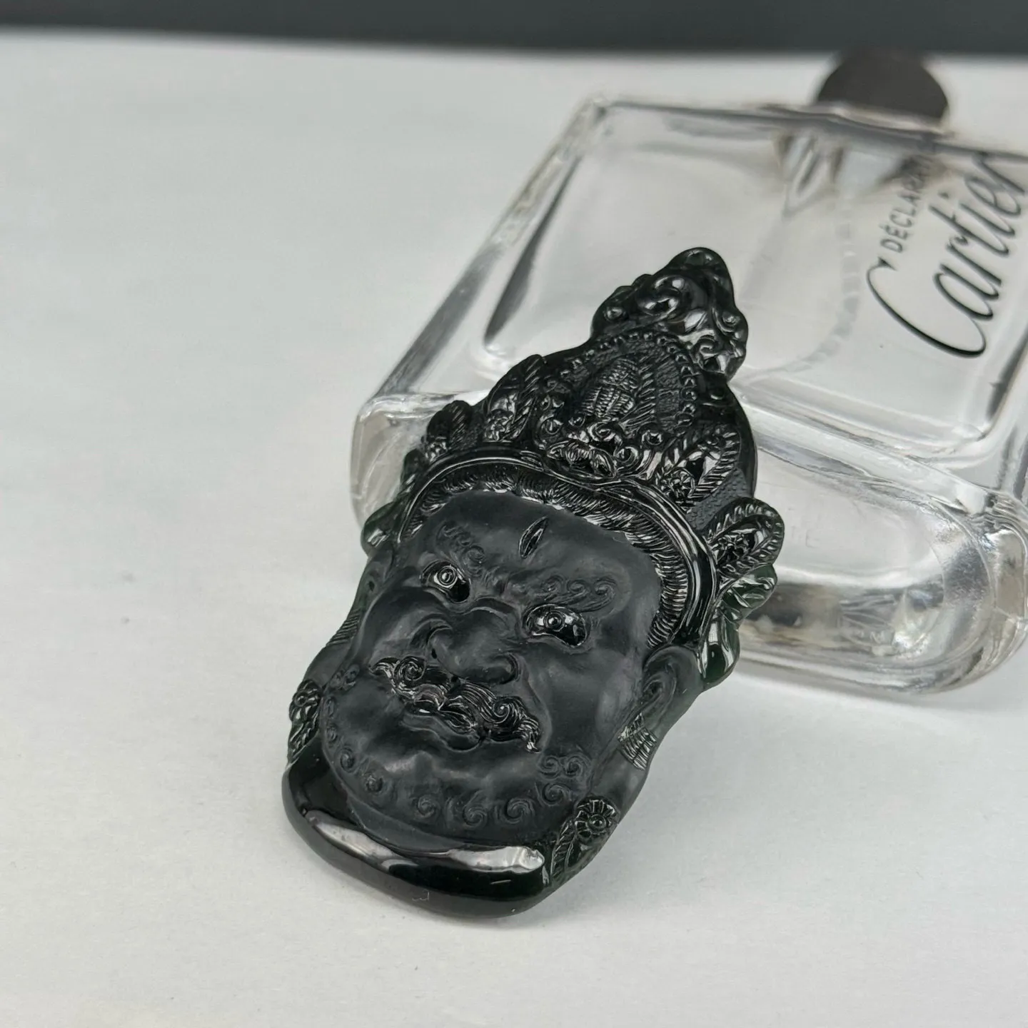 精品墨翠黄财神 种好色正 黑度极好 打灯通透 油性十足 61.1