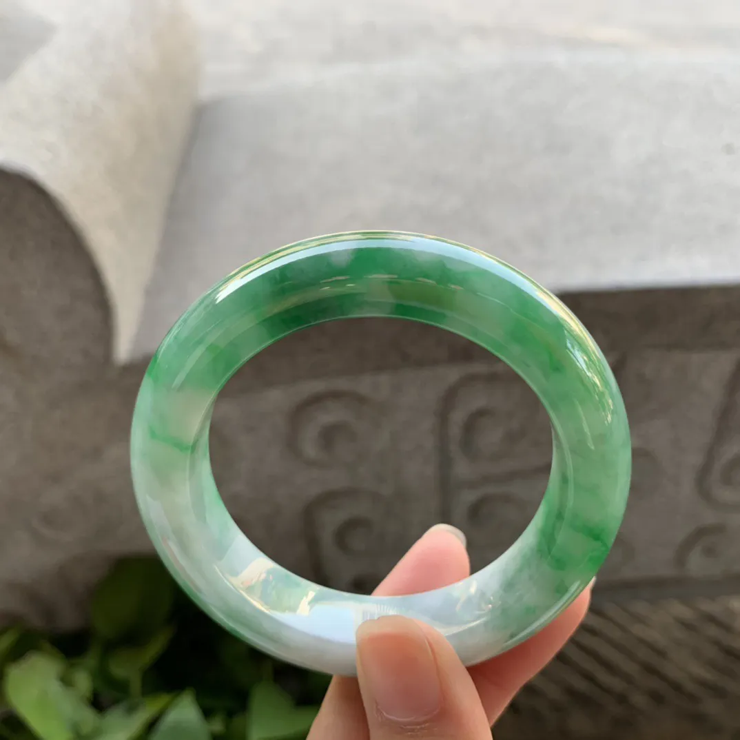 小圈口52.3-13.5-9.9 【芙蓉绿正圈手镯】正圈52 53可戴