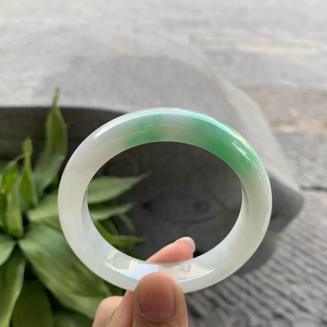 小圈口53.4-11.8-8.7 【飘阳绿正圈手镯】正圈53 54可戴