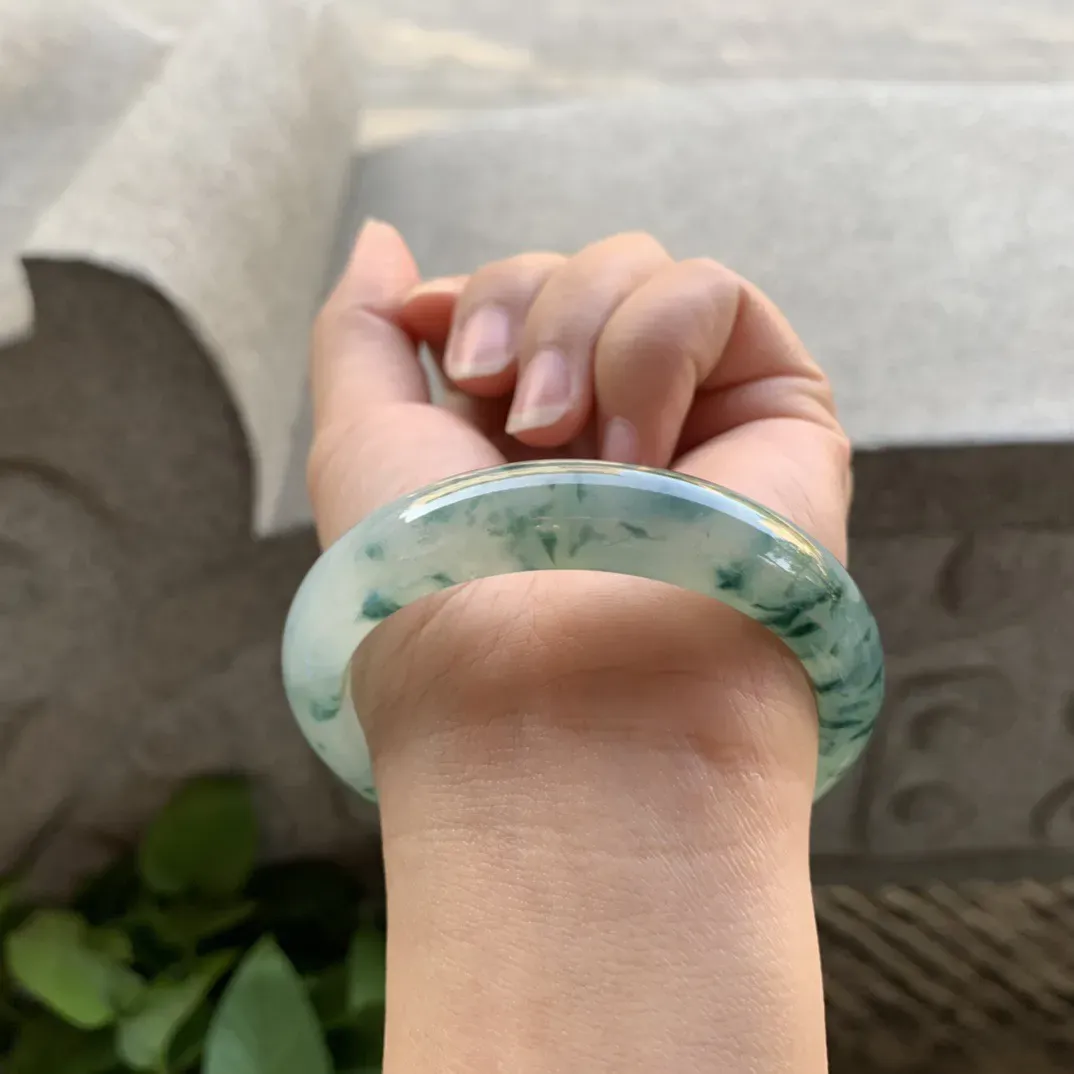 圈口55.4-12.4-7.8【冰飘花正圈手镯】正圈55 56可戴