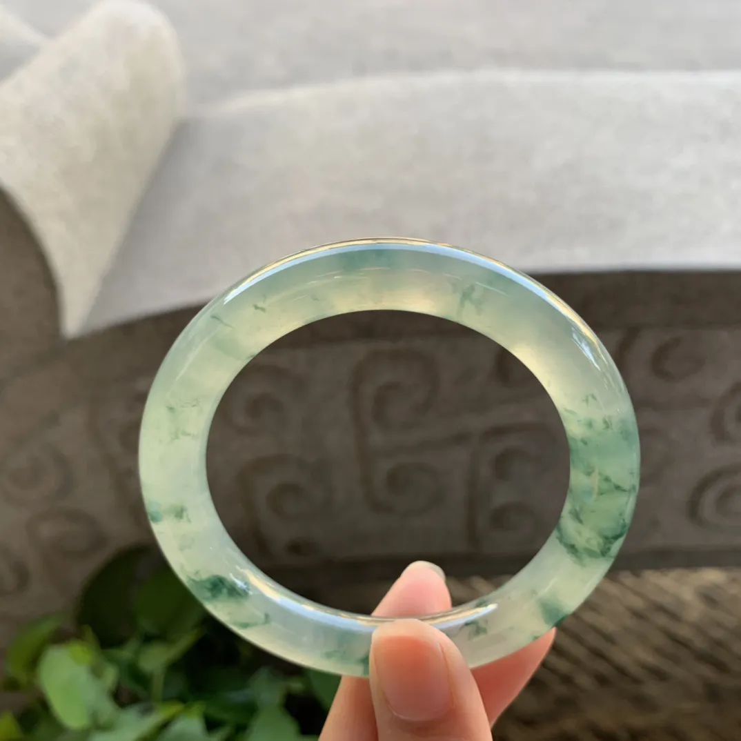 圈口 55.6-9.8【高冰飘花圆条手镯】圆条55 56可戴