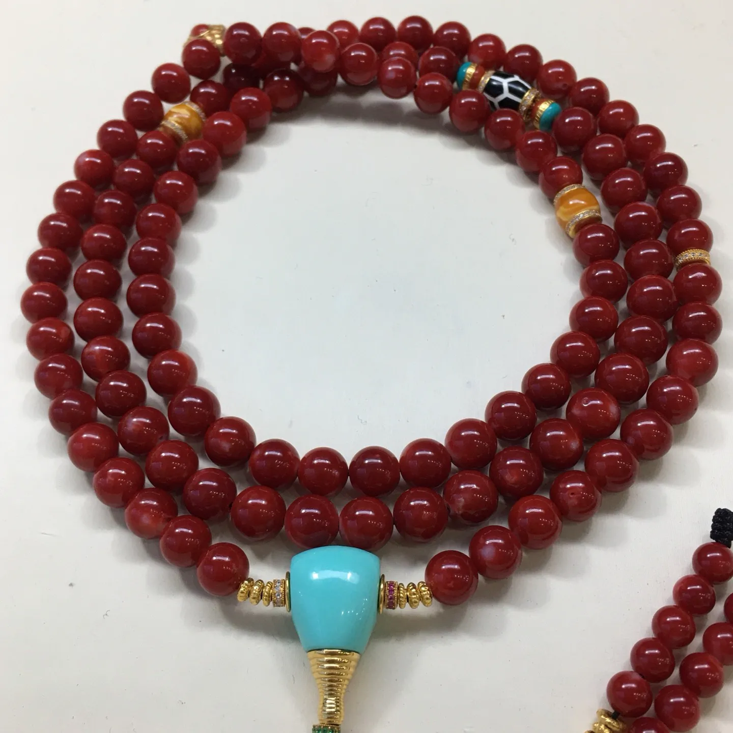 【天然日本阿卡牛血红珊瑚8.6mm圆珠108粒佛珠链】项链手链两用款！️遇不可求！日本产地，阿卡材