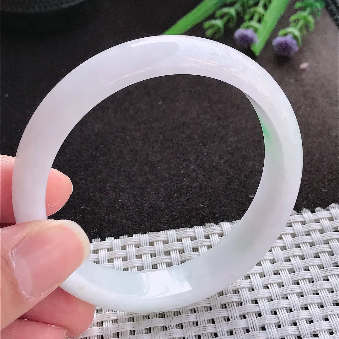 实拍翡翠A货58.5/13.5/7.3老坑冰润飘绿手镯宽边翡翠玉镯女款百搭