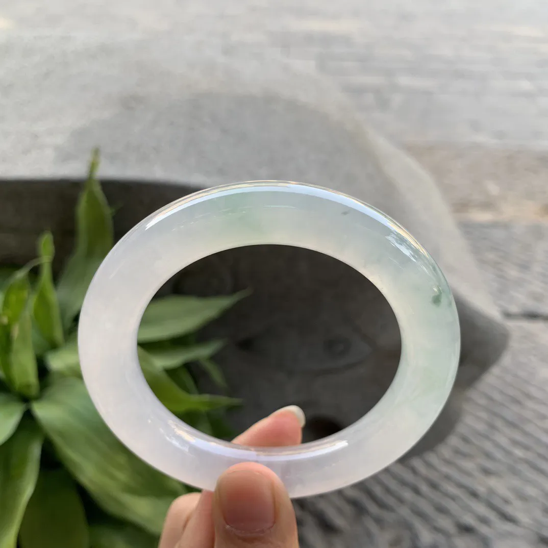 圈口57.3-11.5 【高冰飘花圆条手镯】圆条57 58可戴