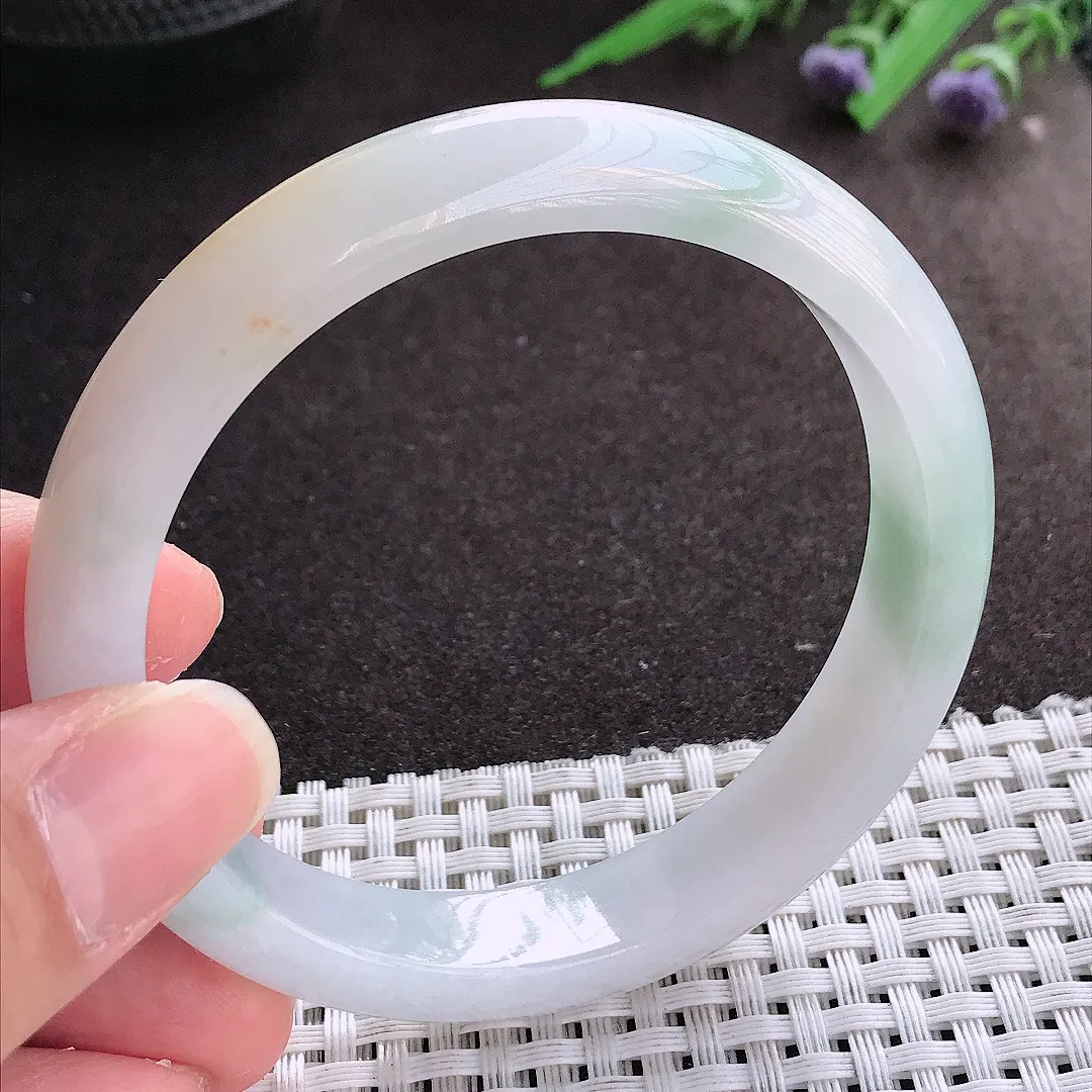 实拍翡翠A货58.5/11.9/7.6老坑温润飘黄翡手镯宽边翡翠玉镯女款百搭