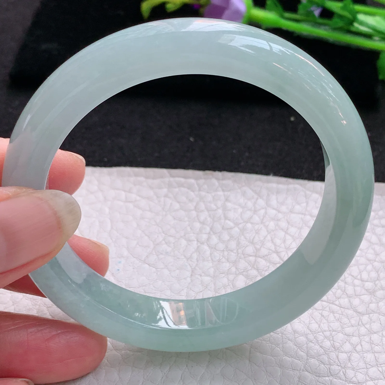 nr实拍57.5*12.3*8.6平安镯 天然缅甸翡翠冰晴蓝韵玉手镯宽边玉手环