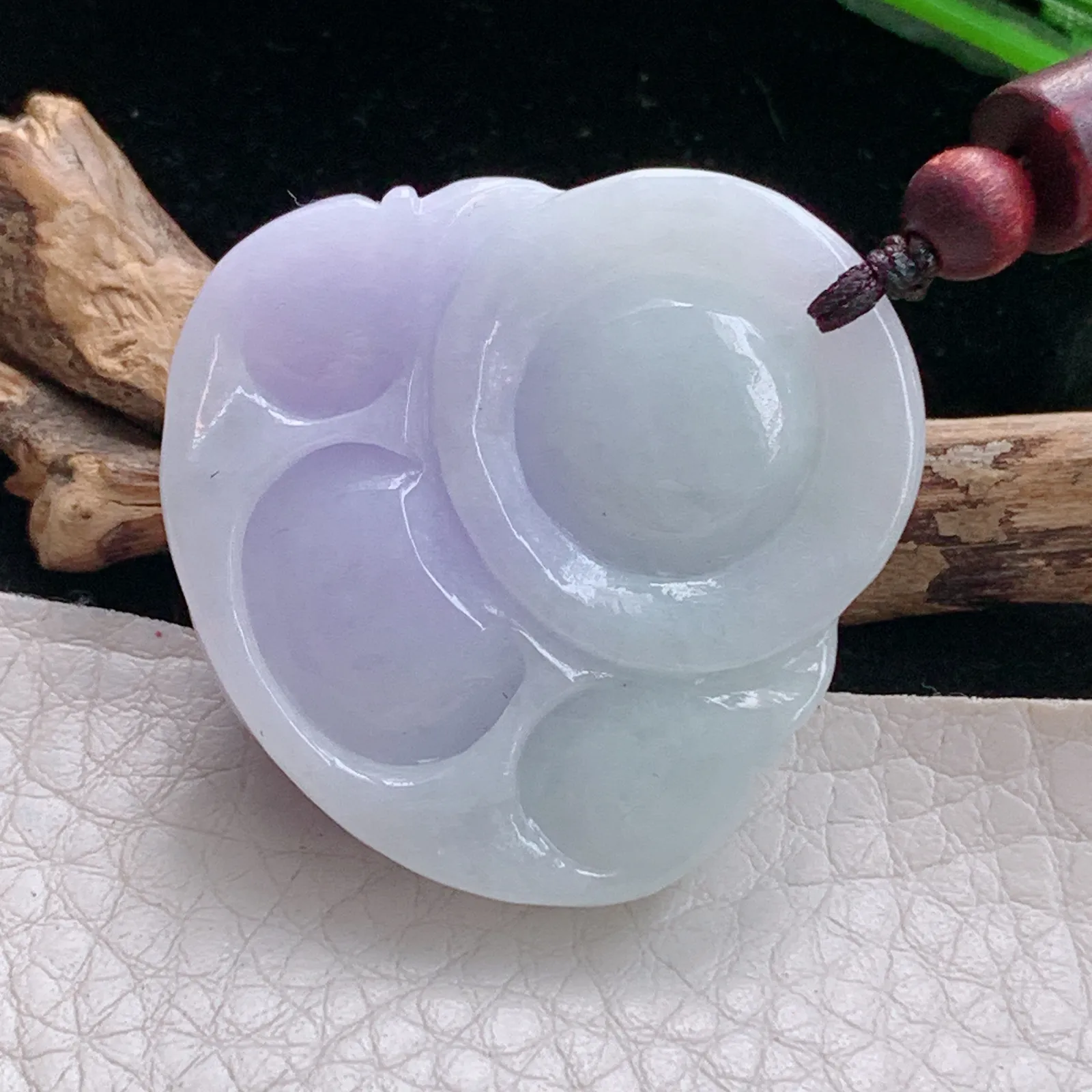 zen实拍35.8*35.5*12.2天然缅甸翡翠饱满紫罗兰佛公 弥勒佛玉吊坠 玉挂件