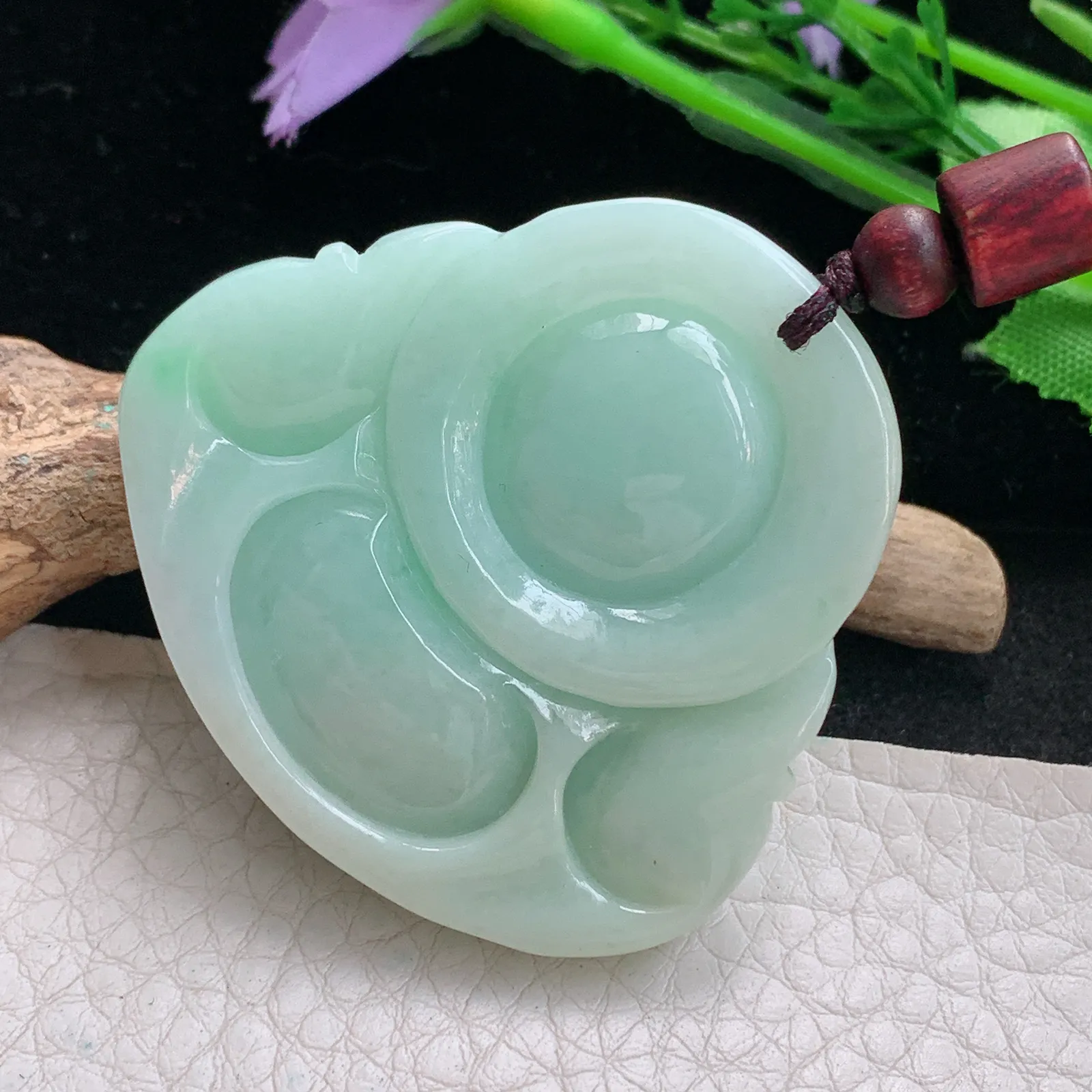 zen实拍43.8*47.3*13天然缅甸翡翠清新大佛公 弥勒佛玉吊坠 玉挂件