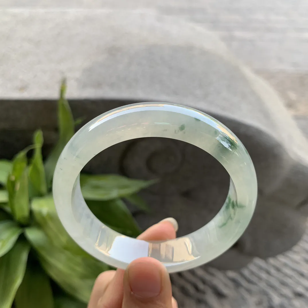 圈口56.7-14.8-8.1【冰种飘花正圈手镯】正圈56 57可戴