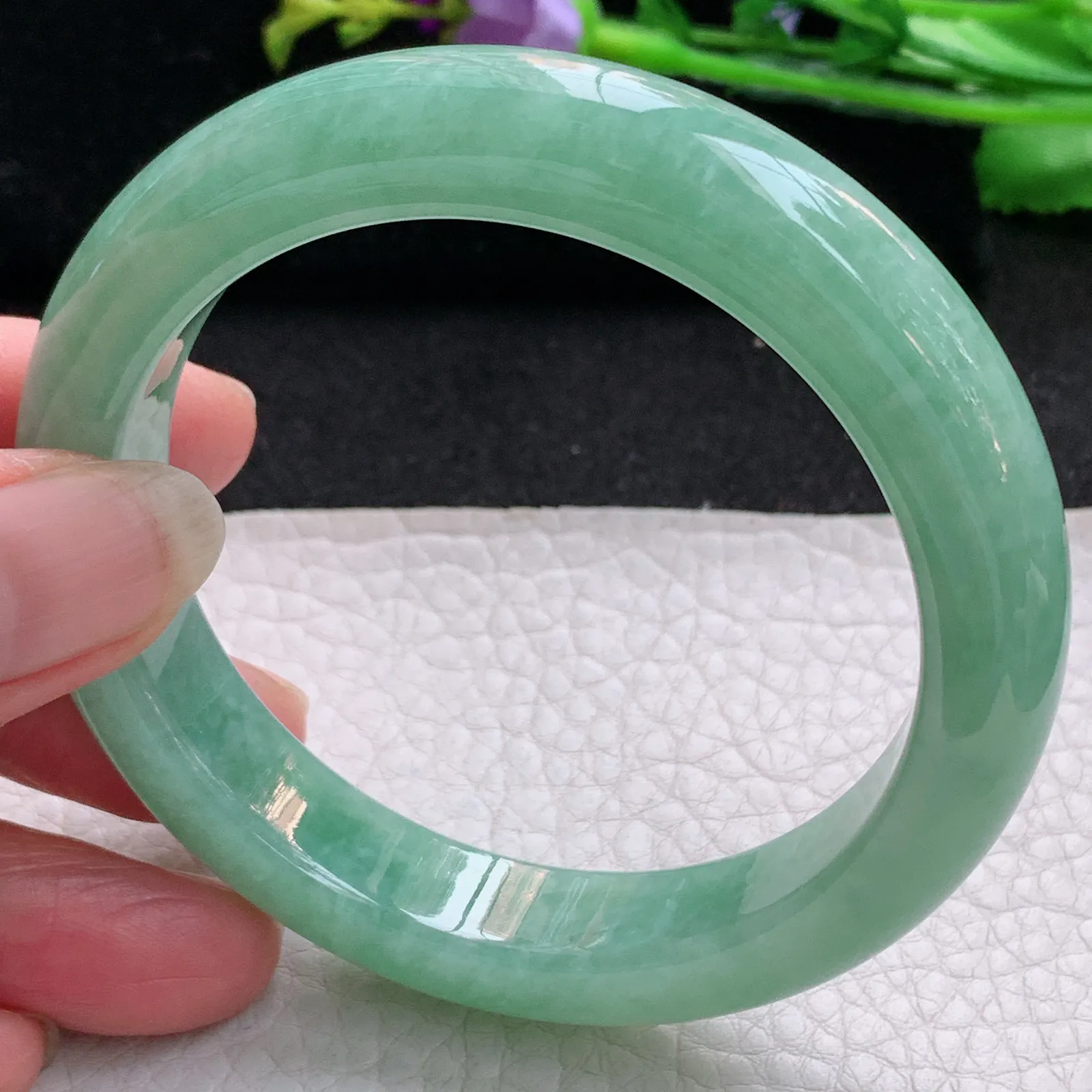 nr实拍57.5*12.5*9平安镯 天然缅甸翡翠满绿玉手镯厚装宽边玉手环