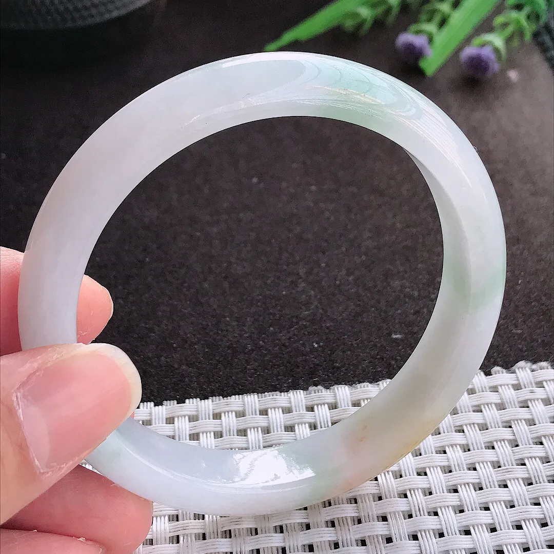 实拍翡翠A货58.5/11.9/7.6老坑温润飘黄翡手镯宽边翡翠玉镯女款百搭