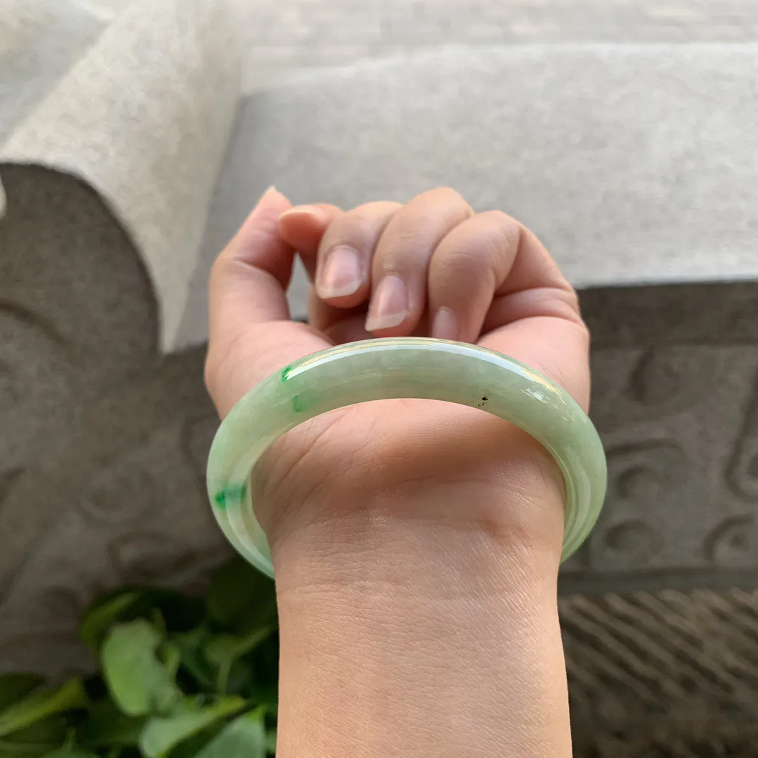 圈口56.8-10.8-7.6 【黄加绿正圈手镯】正圈56 57可戴