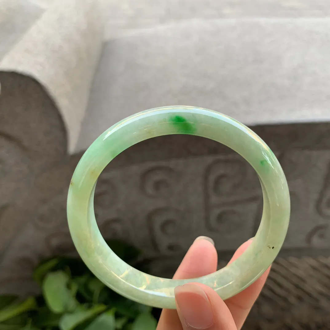 圈口56.8-10.8-7.6 【黄加绿正圈手镯】正圈56 57可戴