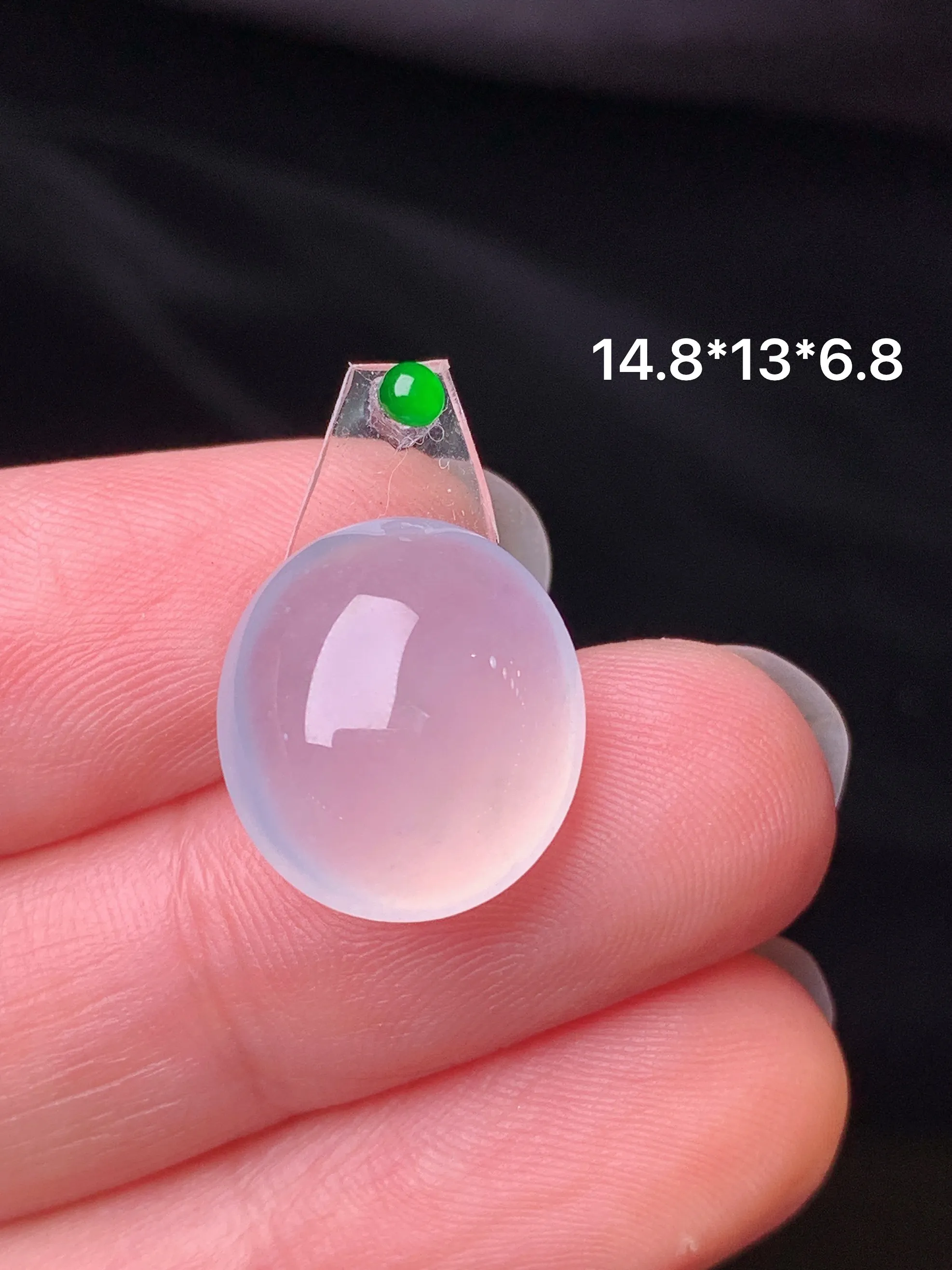 镶嵌款 砖冰种蛋面吊坠 玉质细腻 色泽艳丽清新 整体尺寸14.8*13*6.8