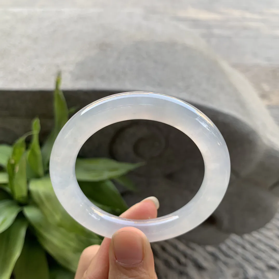 小圈口51.5-9.8 【高冰白圆条手镯】圆条51 52可戴