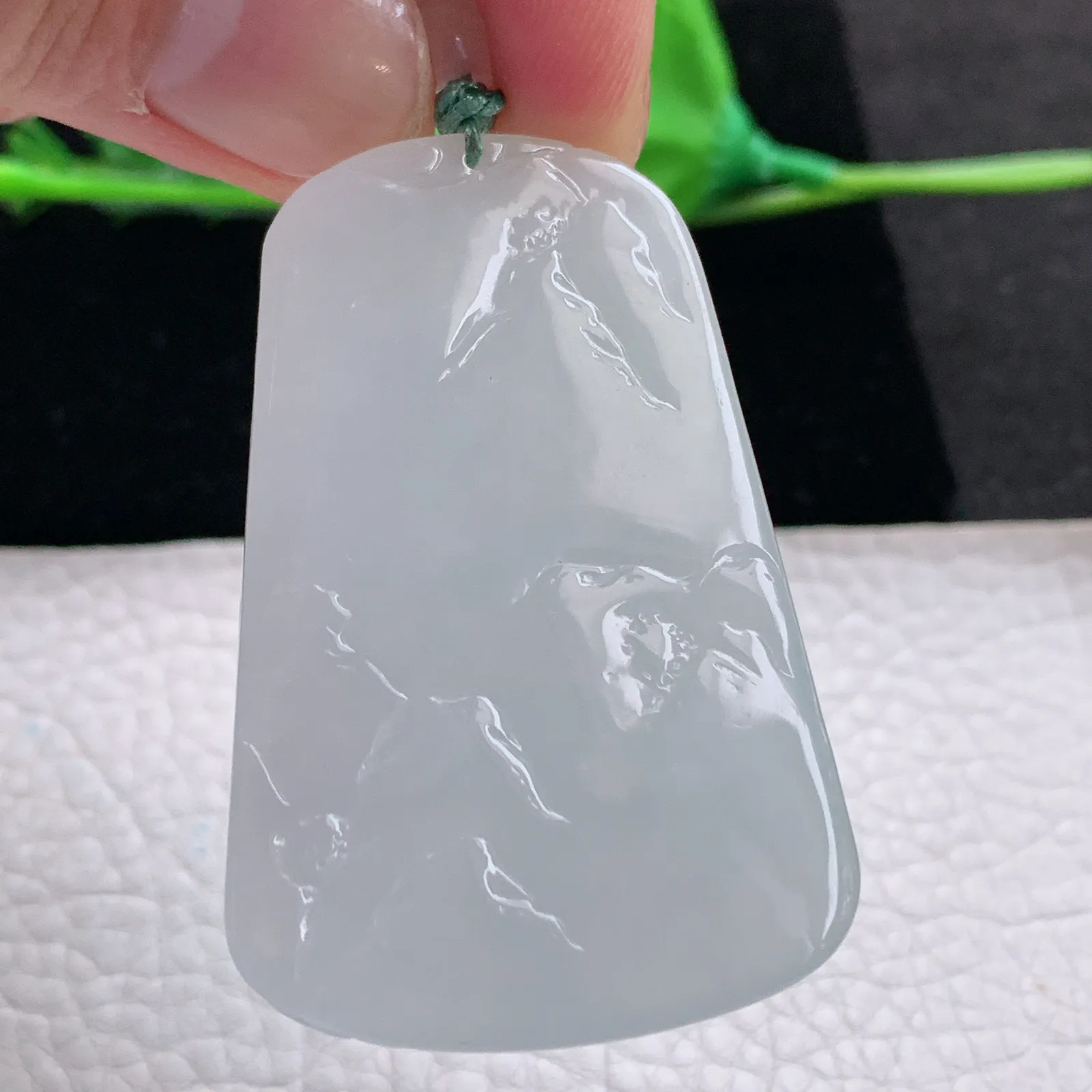 cys实拍53.7*36*6.8缅甸翡翠精雕白月光自在观音 玉观音玉吊坠