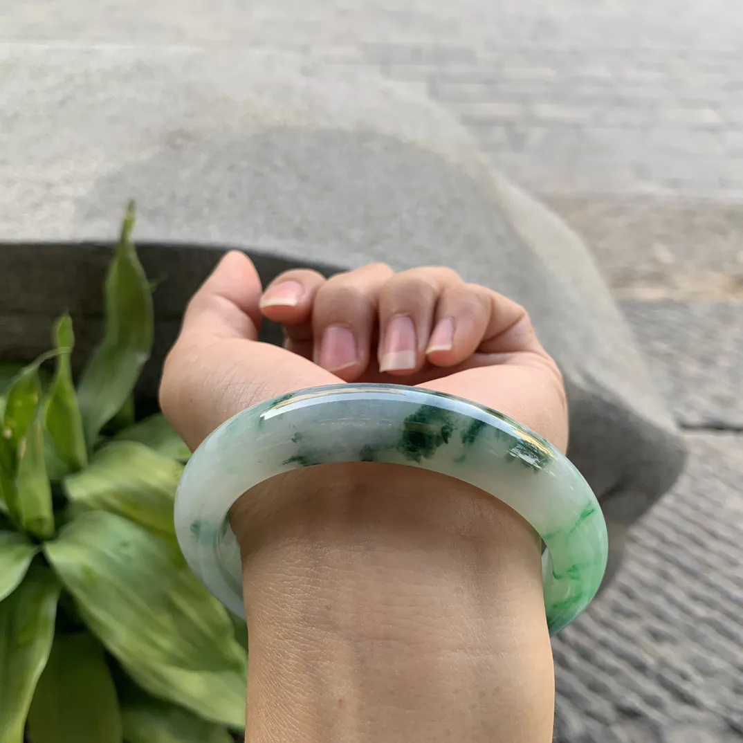 大圈口59.8-11.8-9.9 【辣绿花正圈手镯】正圈59 60可戴