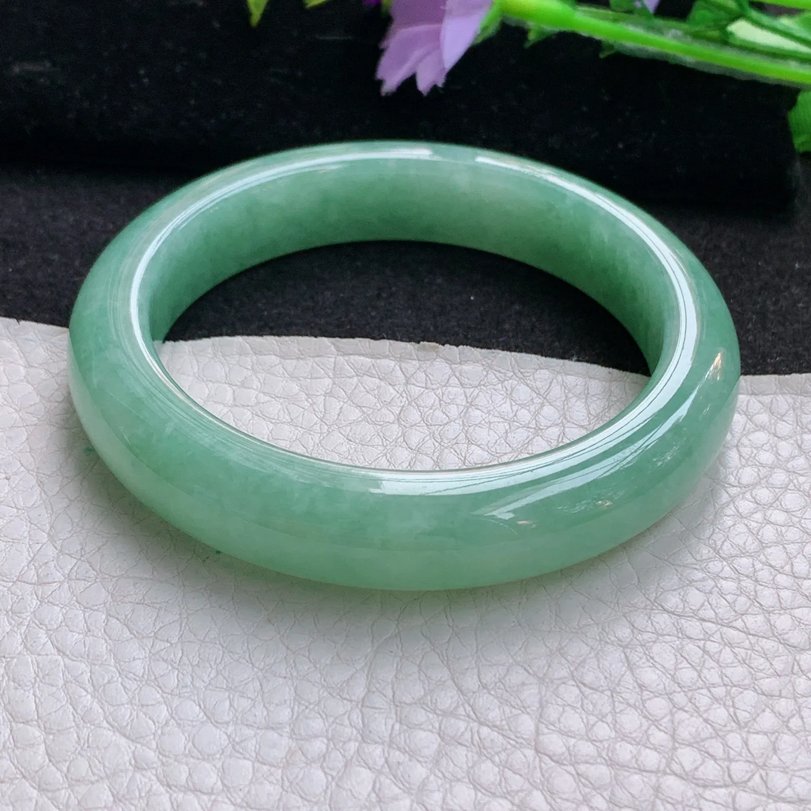 nr实拍57.5*12.5*9平安镯 天然缅甸翡翠满绿玉手镯厚装宽边玉手环