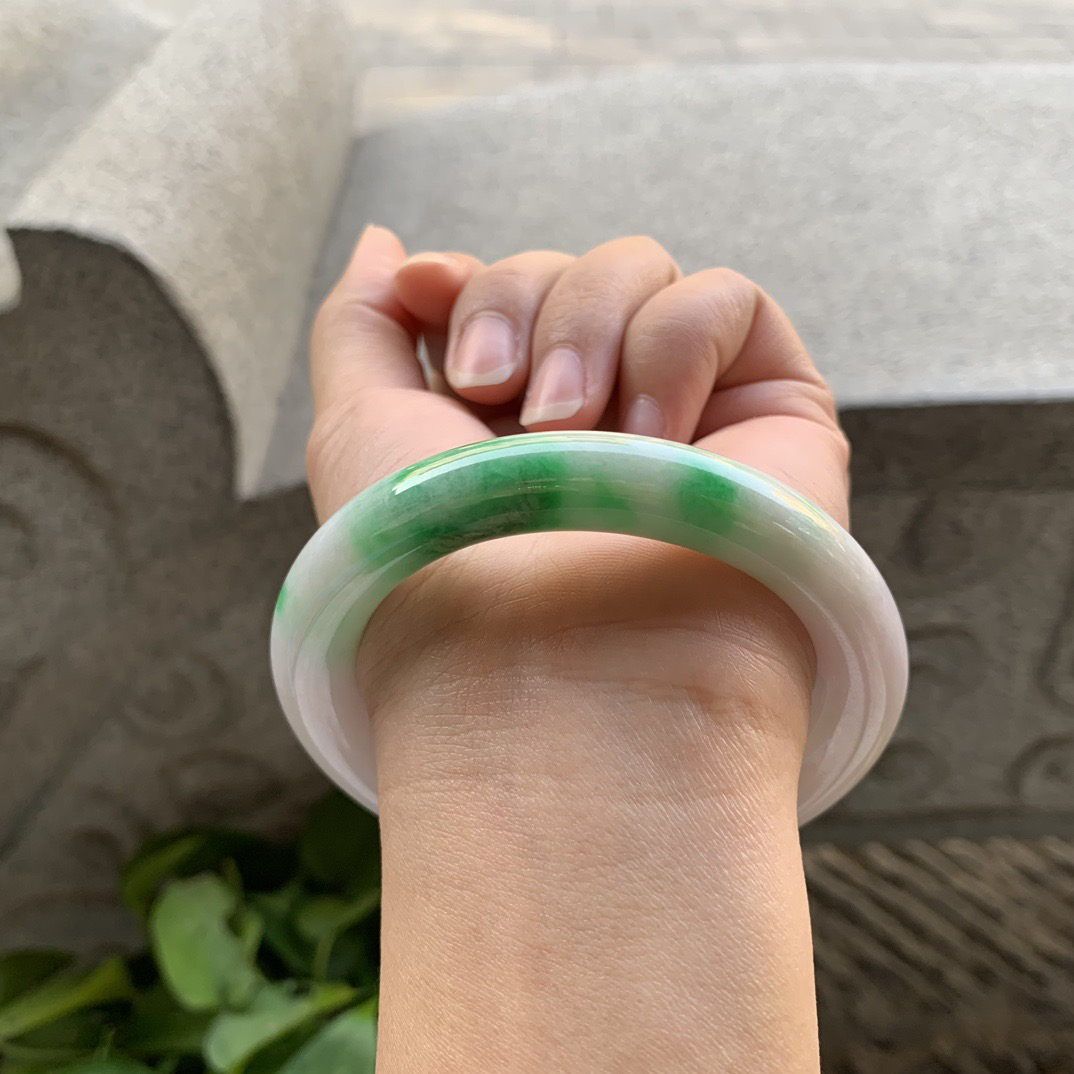 圈口56.8-10.8 【辣阳绿圆条手镯】圆条56 57可戴