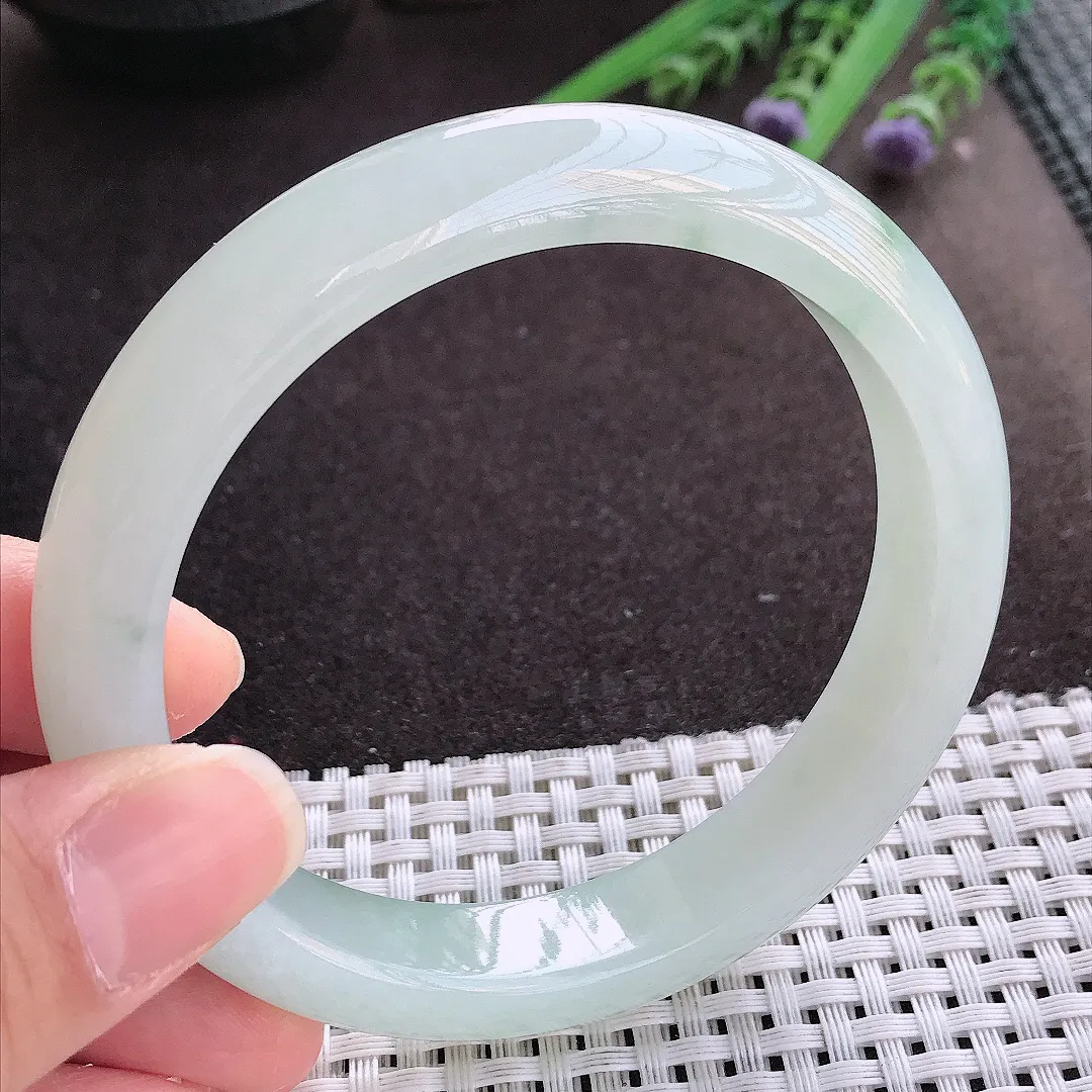 实拍翡翠A货62.5/12.6/8.9大圈口老坑冰胶果冻冰晴手镯宽边翡翠玉镯女款