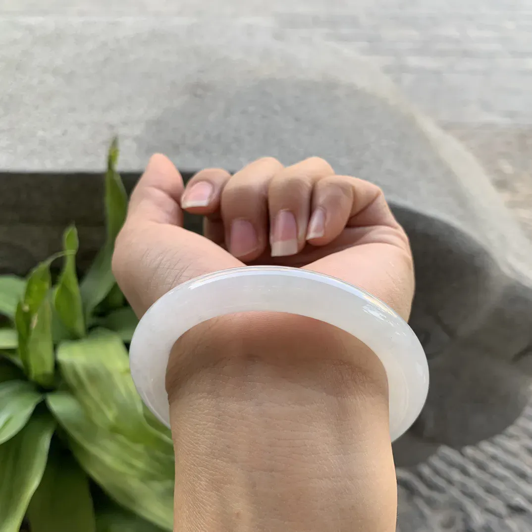 圈口54.5-9.5 【冰晴绿圆条手镯】圆条54 55可戴