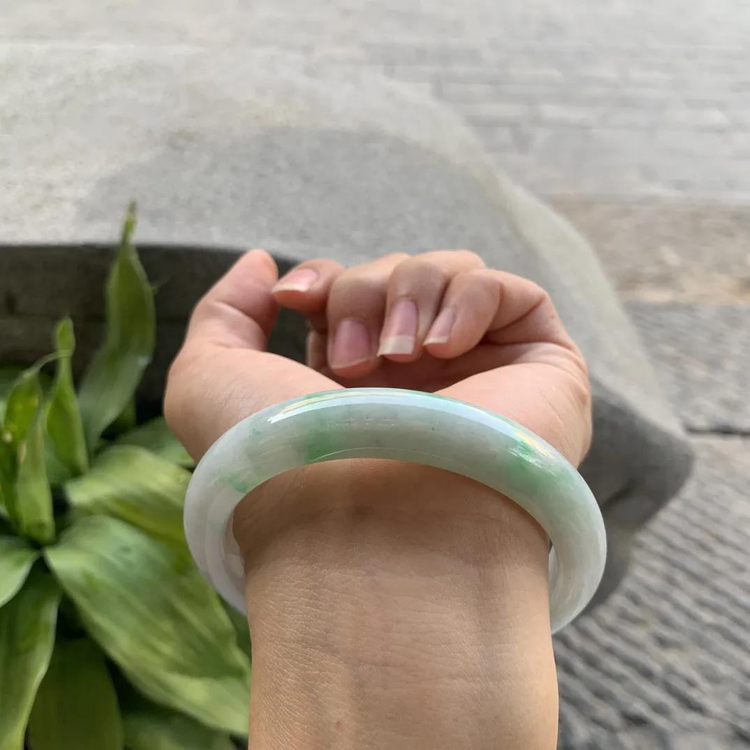 大圈口59.2-10.8-8.5 【飘绿正圈手镯】正圈59 60可戴
