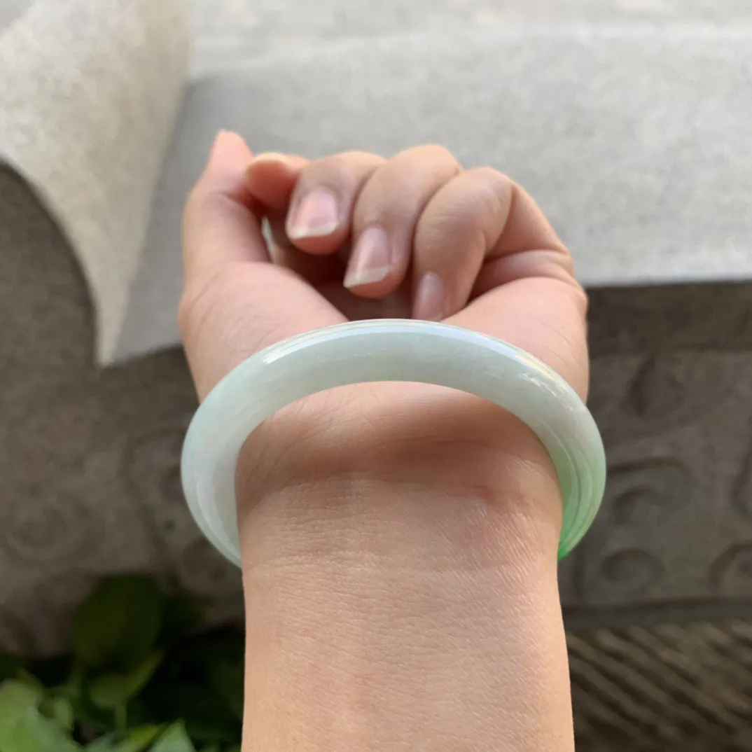 小圈口51.4-8.7 【飘阳绿圆条手镯】圆条51 52可戴