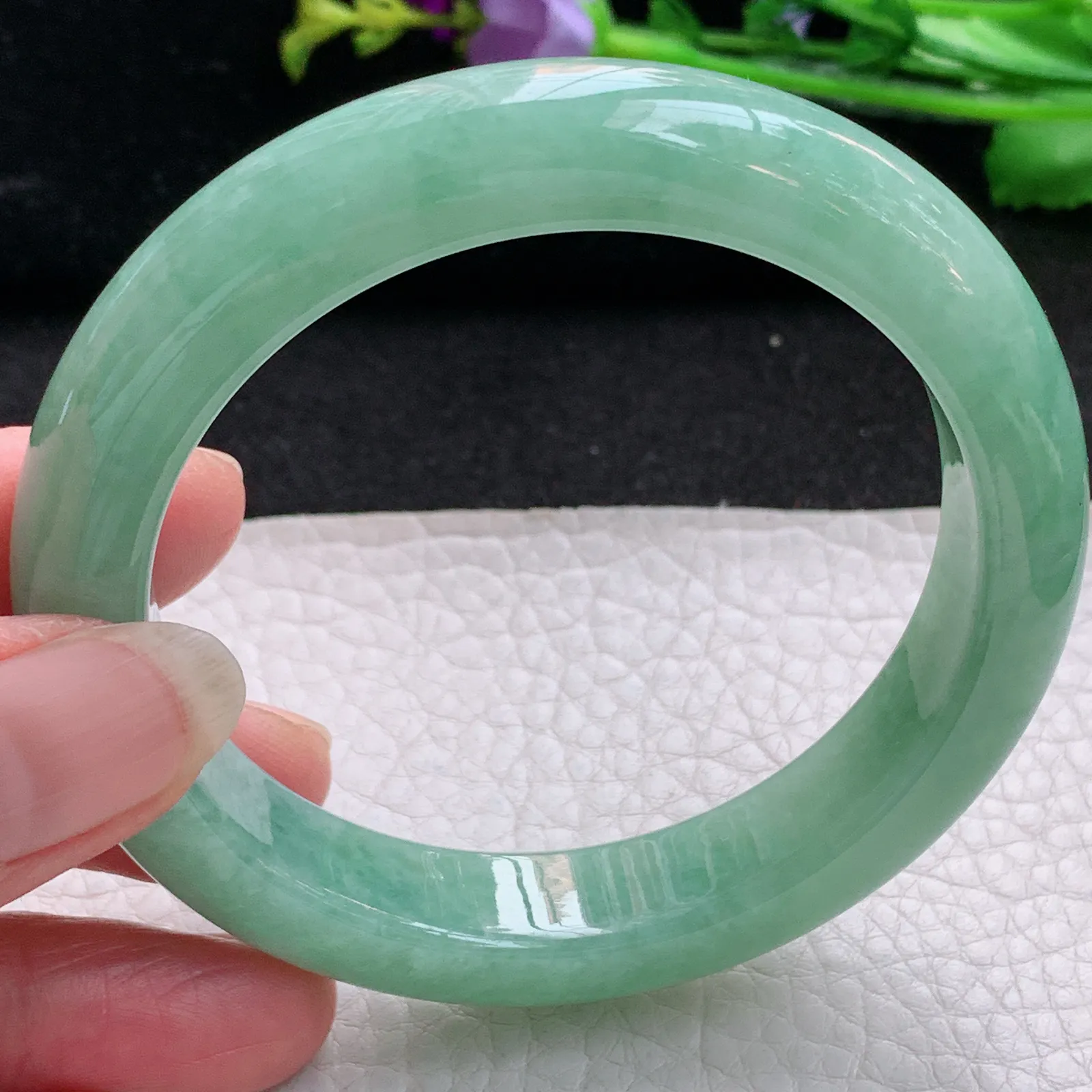 nr实拍57.5*12.5*9平安镯 天然缅甸翡翠满绿玉手镯厚装宽边玉手环