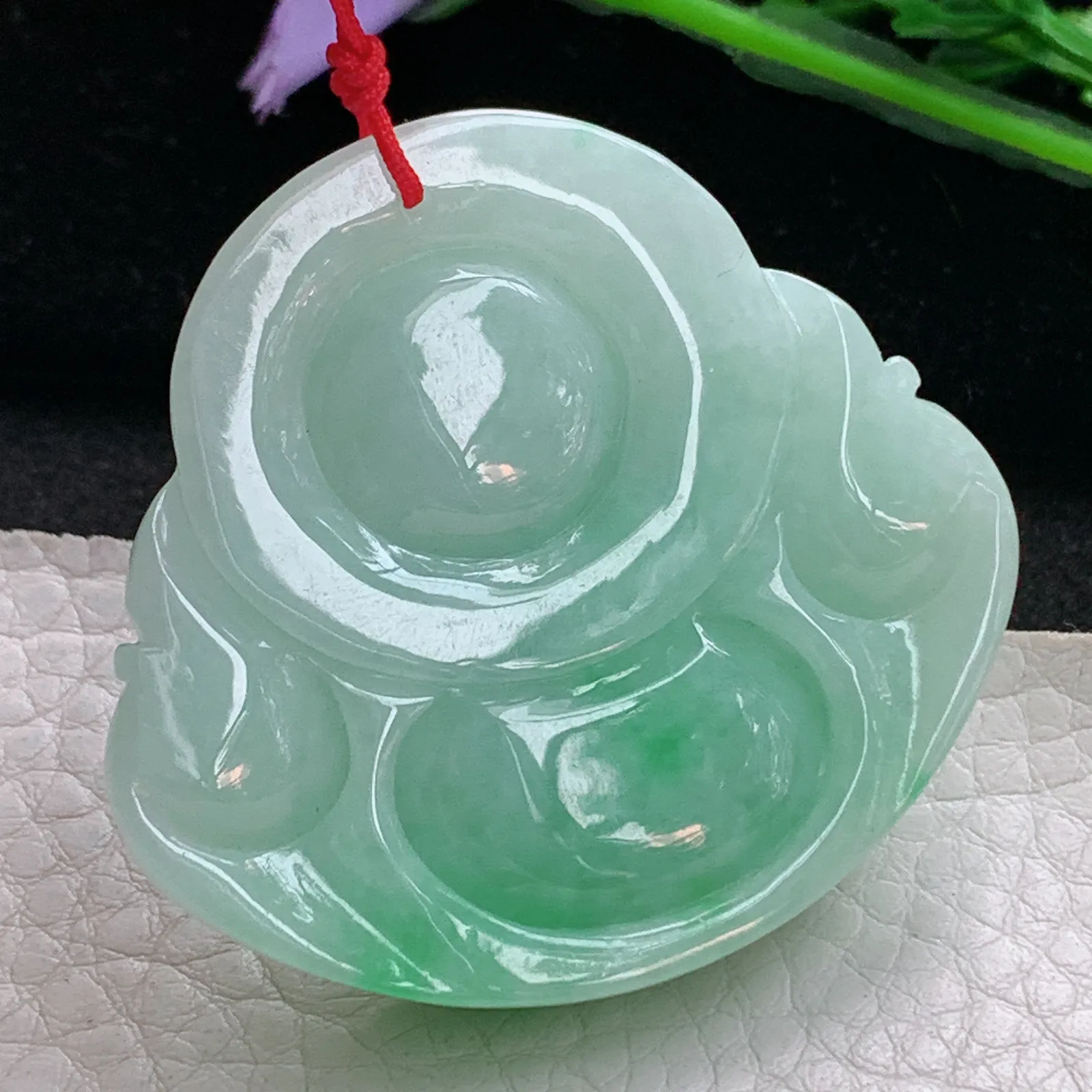 zen实拍44.5*48.3*12天然缅甸翡翠飘绿大佛公 弥勒佛玉吊坠 毛衣坠