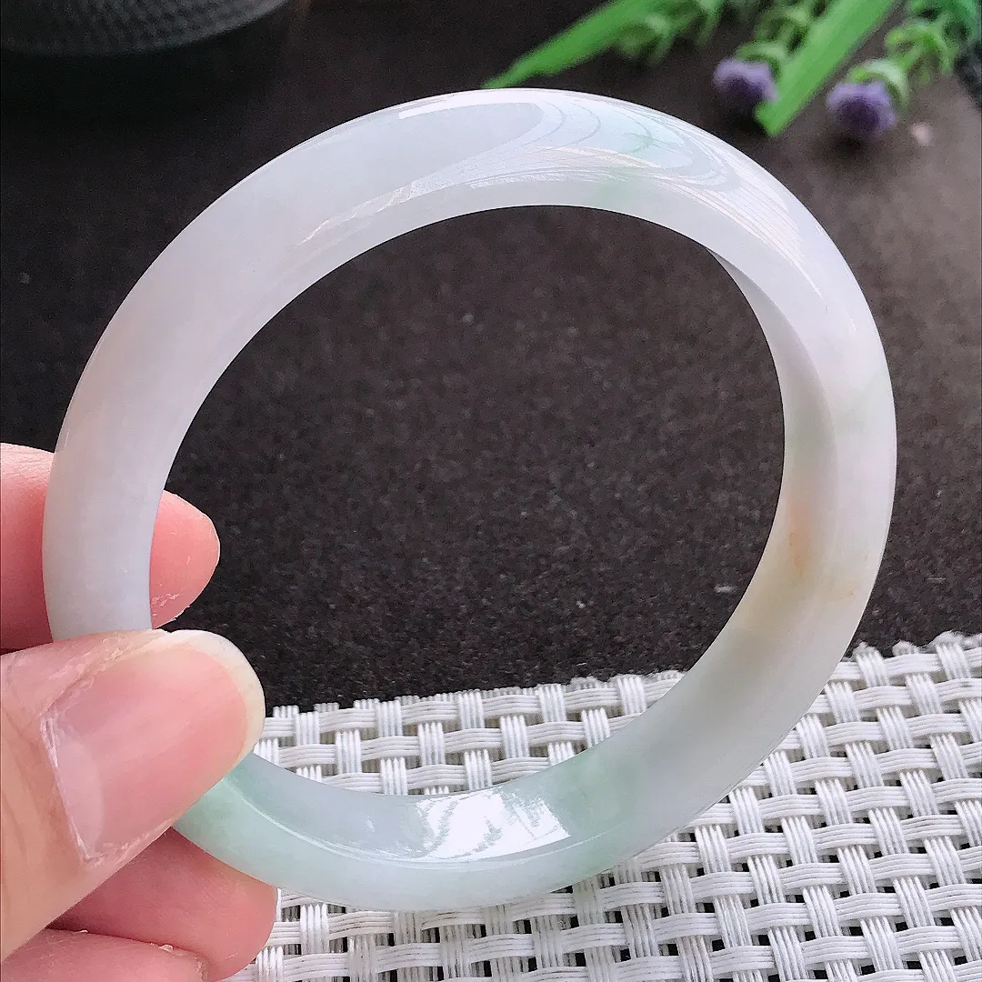 实拍翡翠A货58.5/11.9/7.6老坑温润飘黄翡手镯宽边翡翠玉镯女款百搭