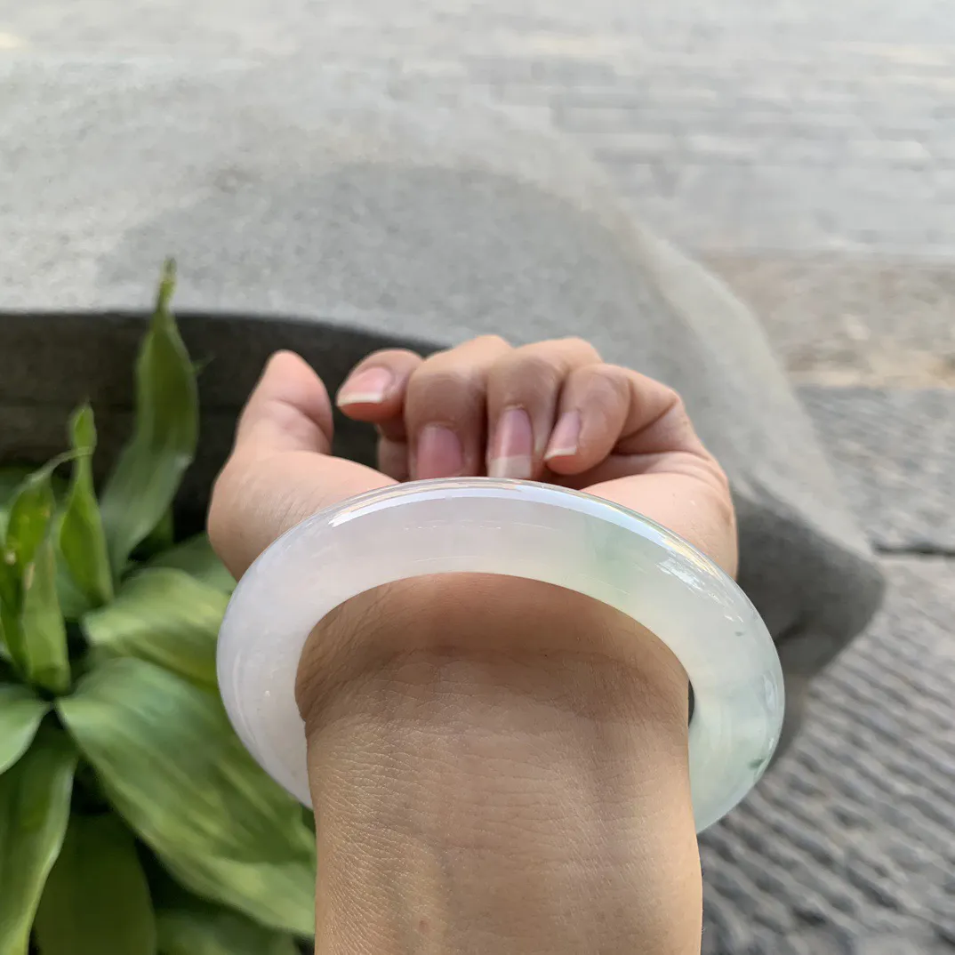 圈口57.3-11.5 【高冰飘花圆条手镯】圆条57 58可戴