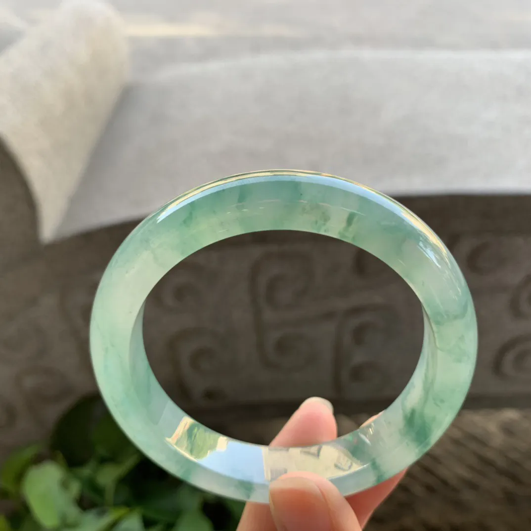 大圈口58-12.9-9 【高冰飘花正圈手镯】正圈58 59可戴