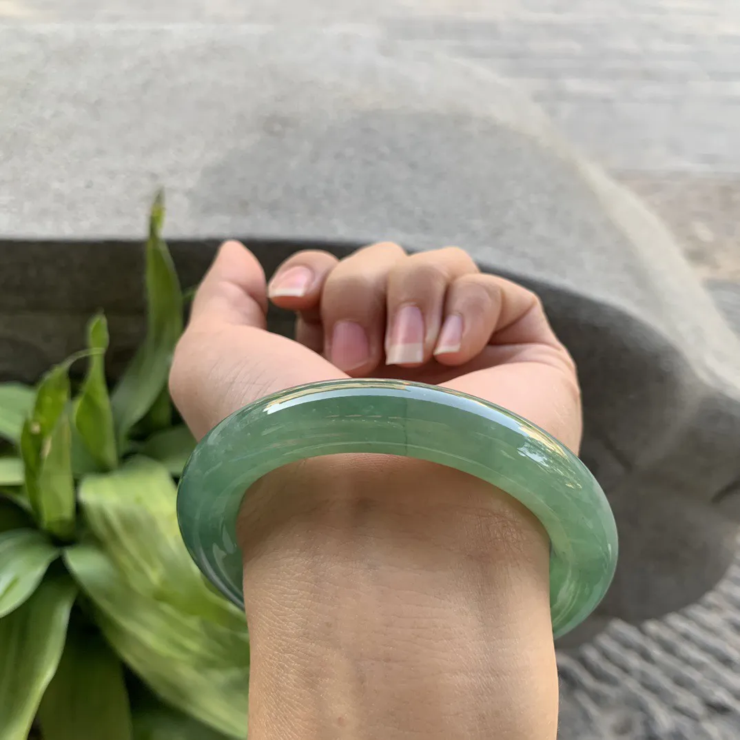 圈口56.8-11.5 【冰种芙蓉绿圆条手镯】圆条56 57可戴