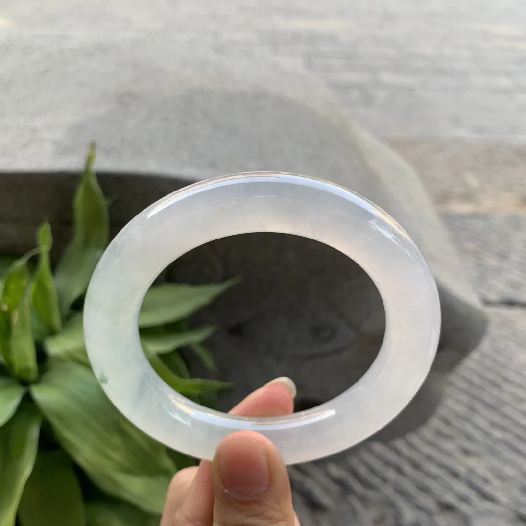 圈口57.3-11.5 【高冰飘花圆条手镯】圆条57 58可戴