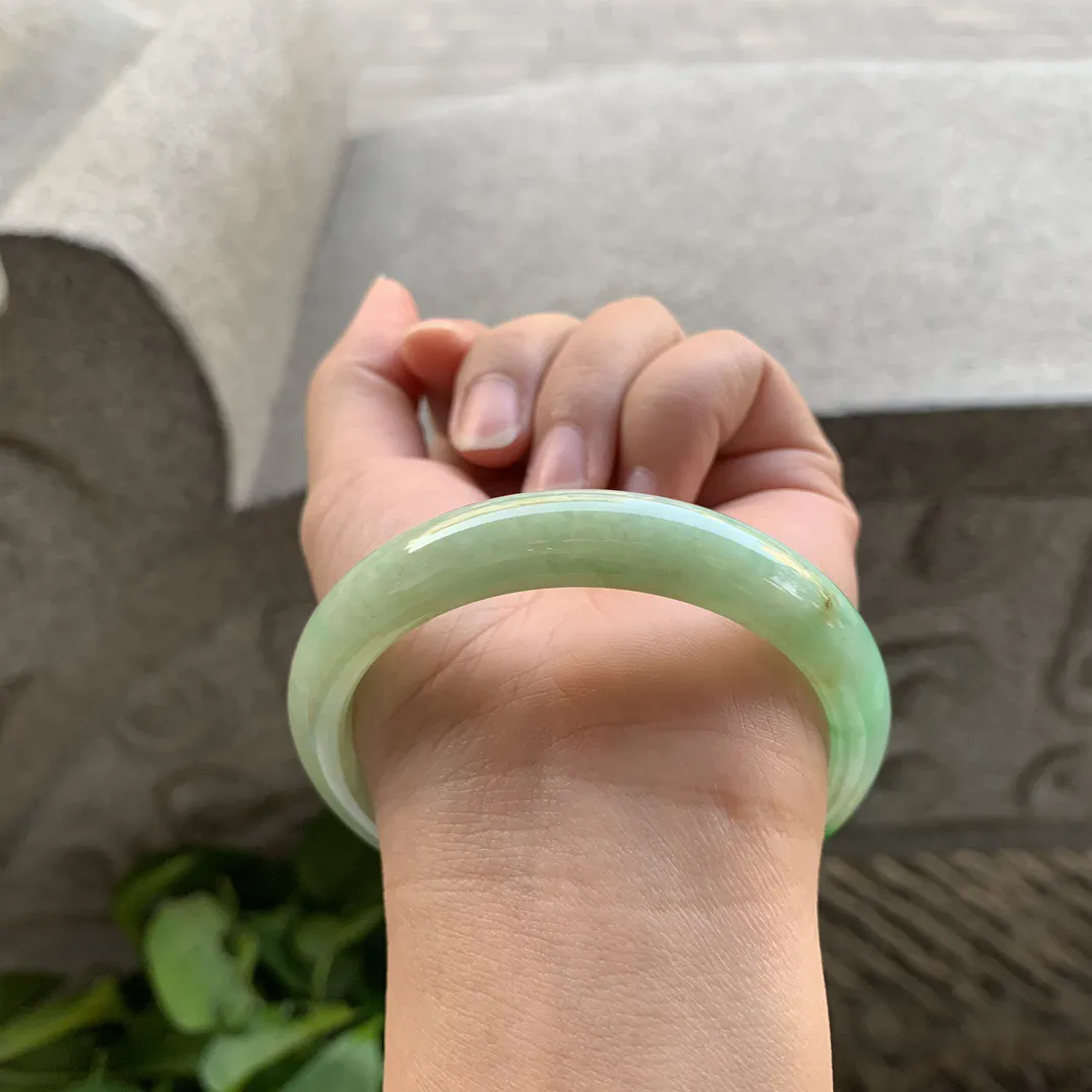 圈口56.8-10.8-7.6 【黄加绿正圈手镯】正圈56 57可戴