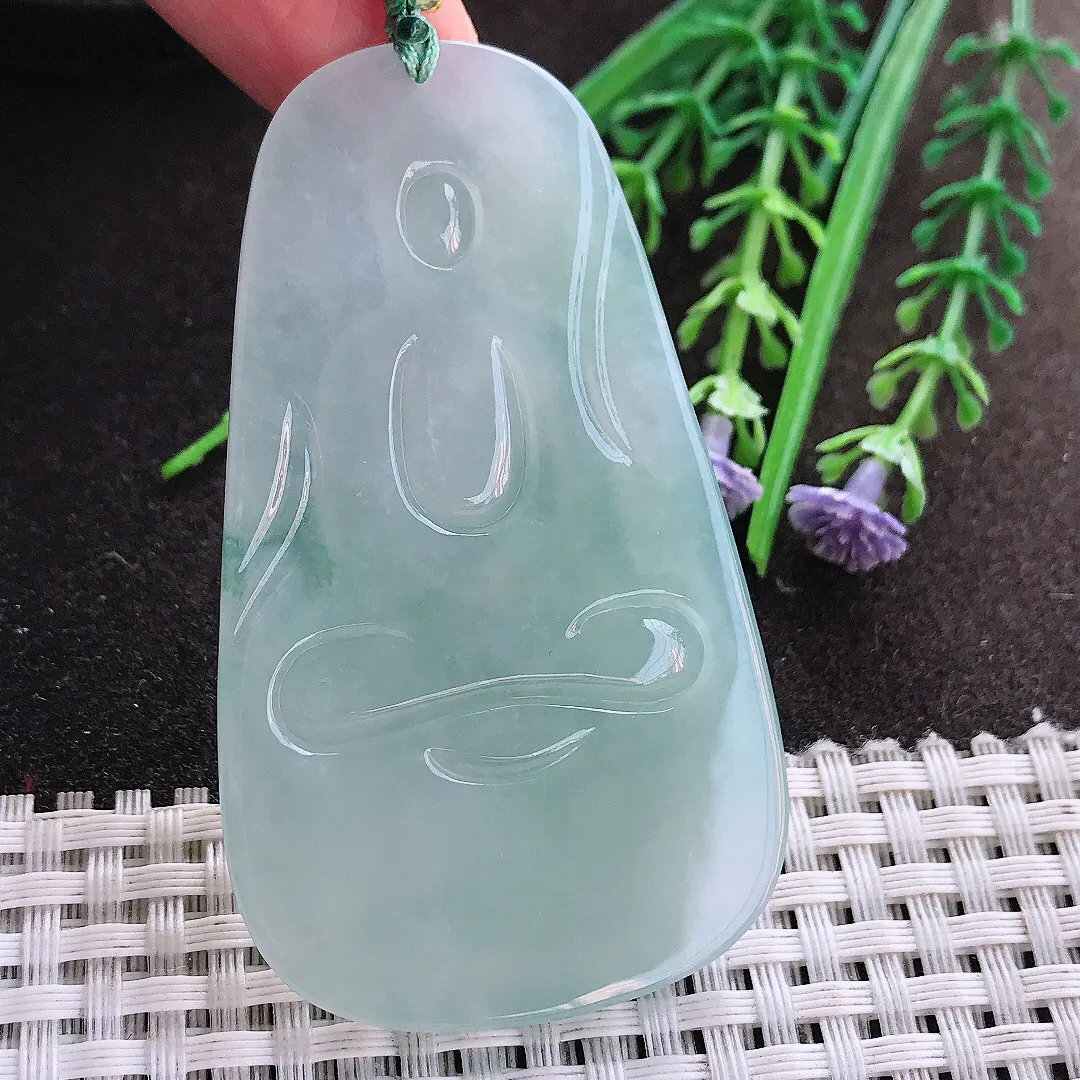 实拍A货翡翠66/38.5/5.6老坑冰胶果冻冰晴阿弥陀佛吊坠翡翠佛祖挂件