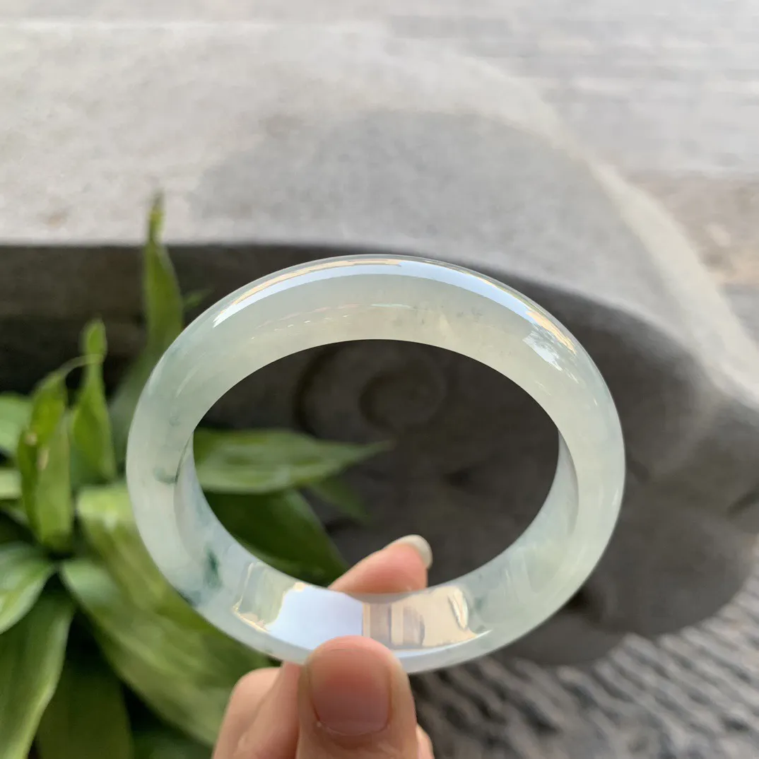 圈口56.7-14.8-8.1【冰种飘花正圈手镯】正圈56 57可戴