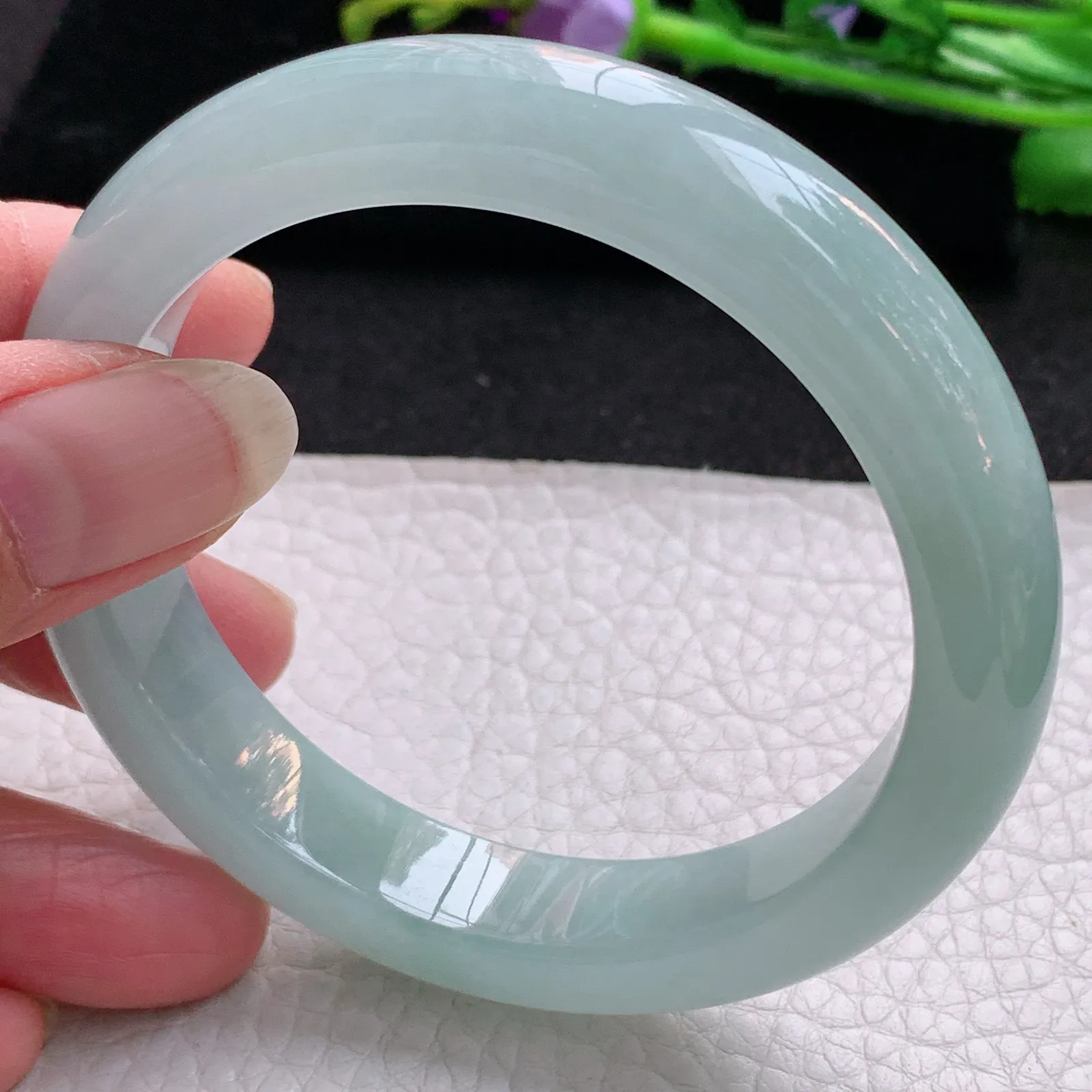 nr实拍57.5*12.3*8.6平安镯 天然缅甸翡翠冰晴蓝韵玉手镯宽边玉手环