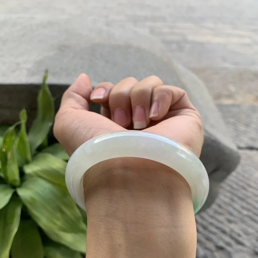 小圈口53.4-11.8-8.7 【飘阳绿正圈手镯】正圈53 54可戴