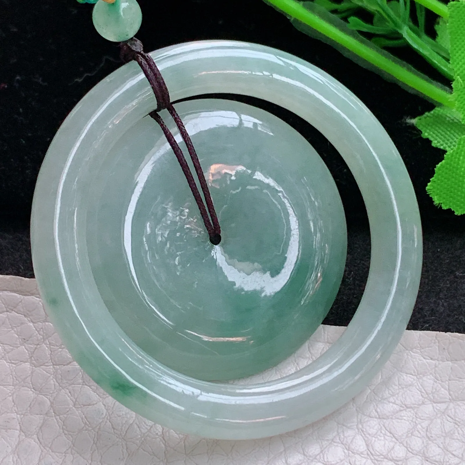 zen实拍54*5.6天然缅甸翡翠冰飘花子母扣 代代平安玉吊坠 毛衣坠