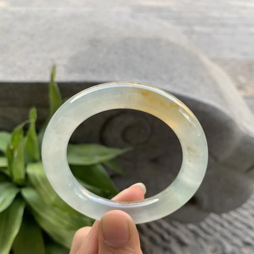 小圈口 50.9-10.3【高冰黄翡圆条手镯】圆条50 51可戴