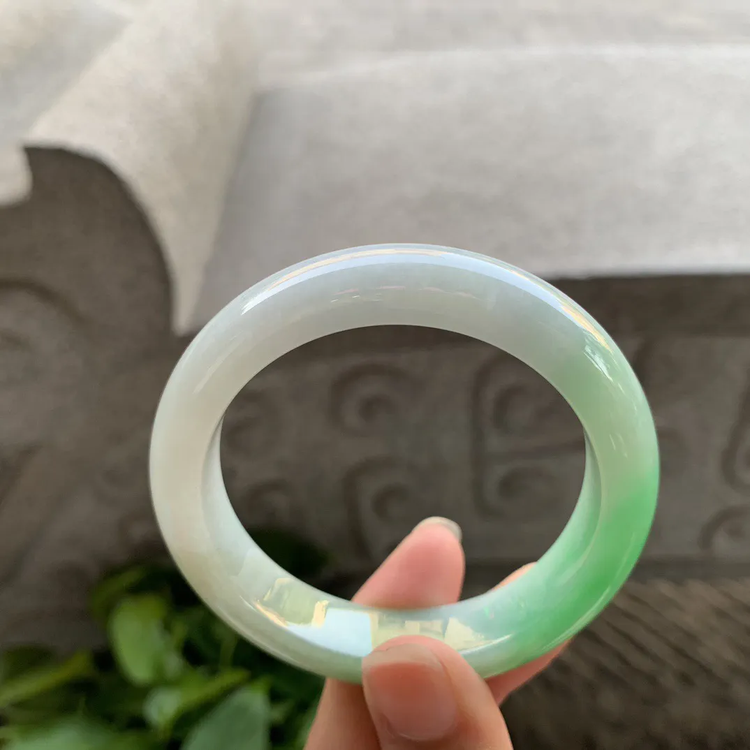 小圈口51.9-12.5-8.6 【黄加绿正圈手镯】正圈53 54可戴