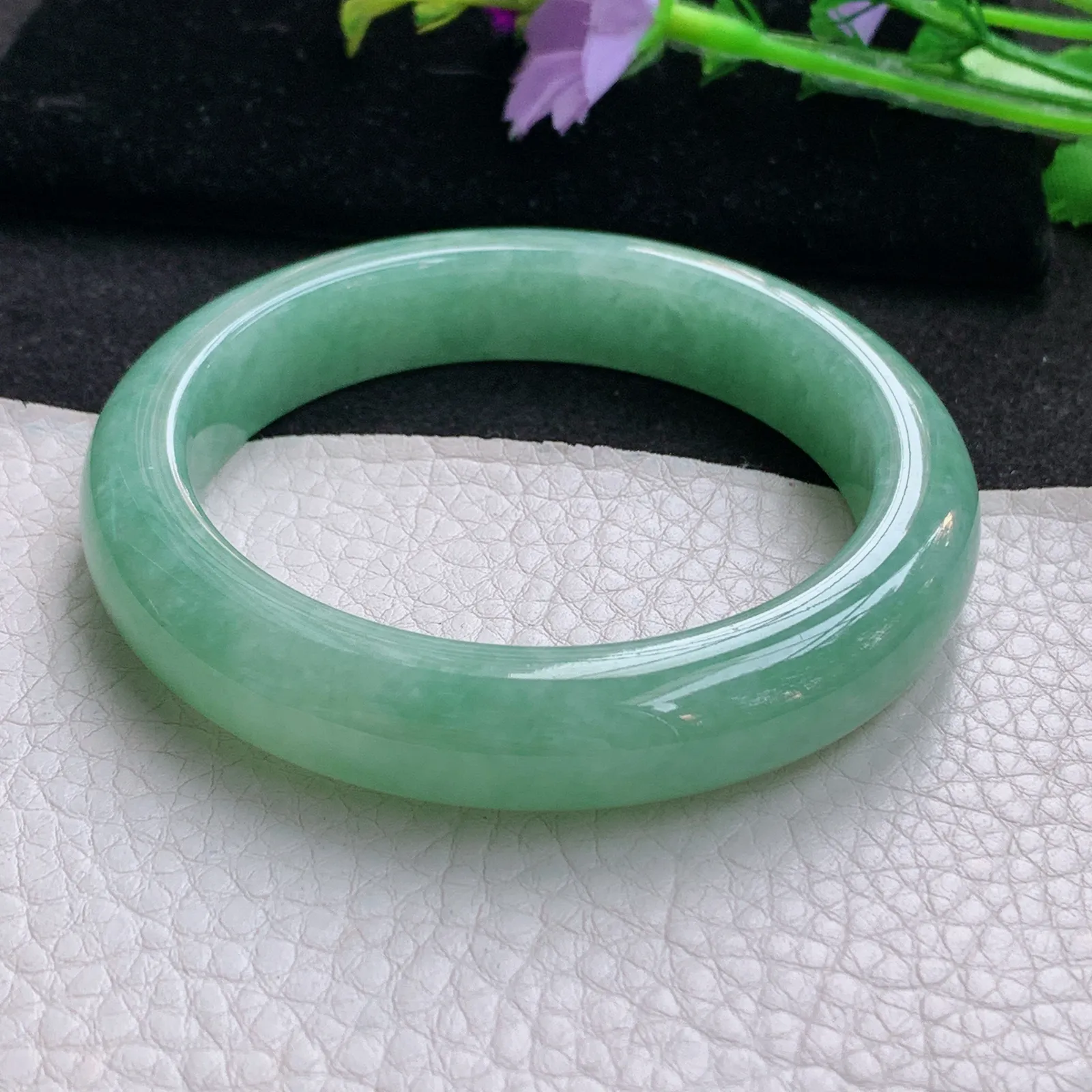 nr实拍57.5*12.5*9平安镯 天然缅甸翡翠满绿玉手镯厚装宽边玉手环