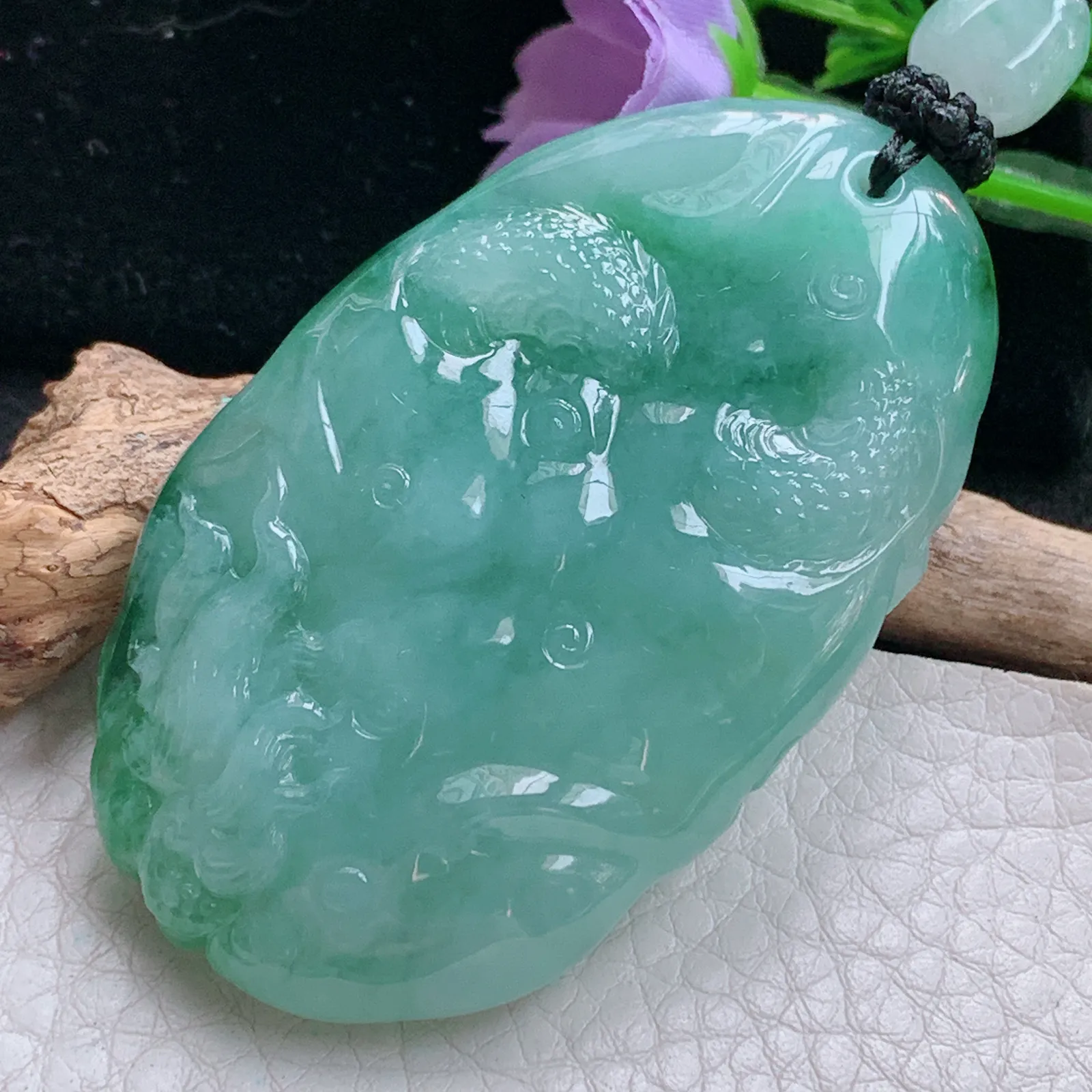 yl实拍62*37.3*11.6缅甸翡翠精雕龙牌项坠 厚装霸气神龙降瑞