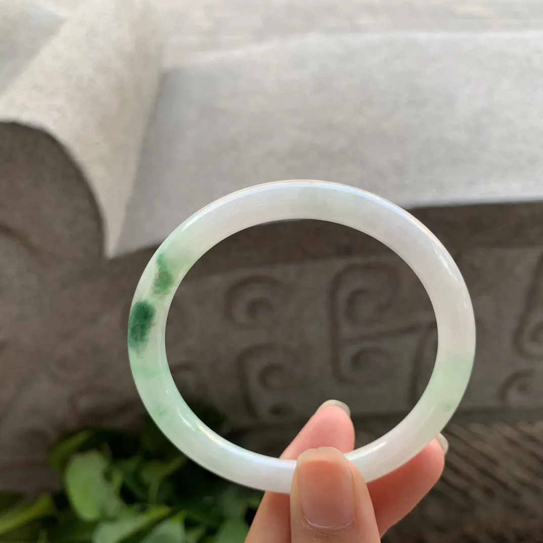 圈口 54.5-6.9【飘绿圆条手镯】圆条54 55可戴