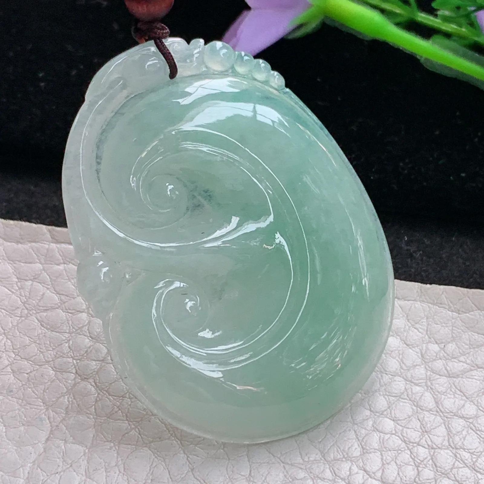 zen实拍52.5*40*5.8天然缅甸翡翠冰晴大如意玉吊坠 玉挂件