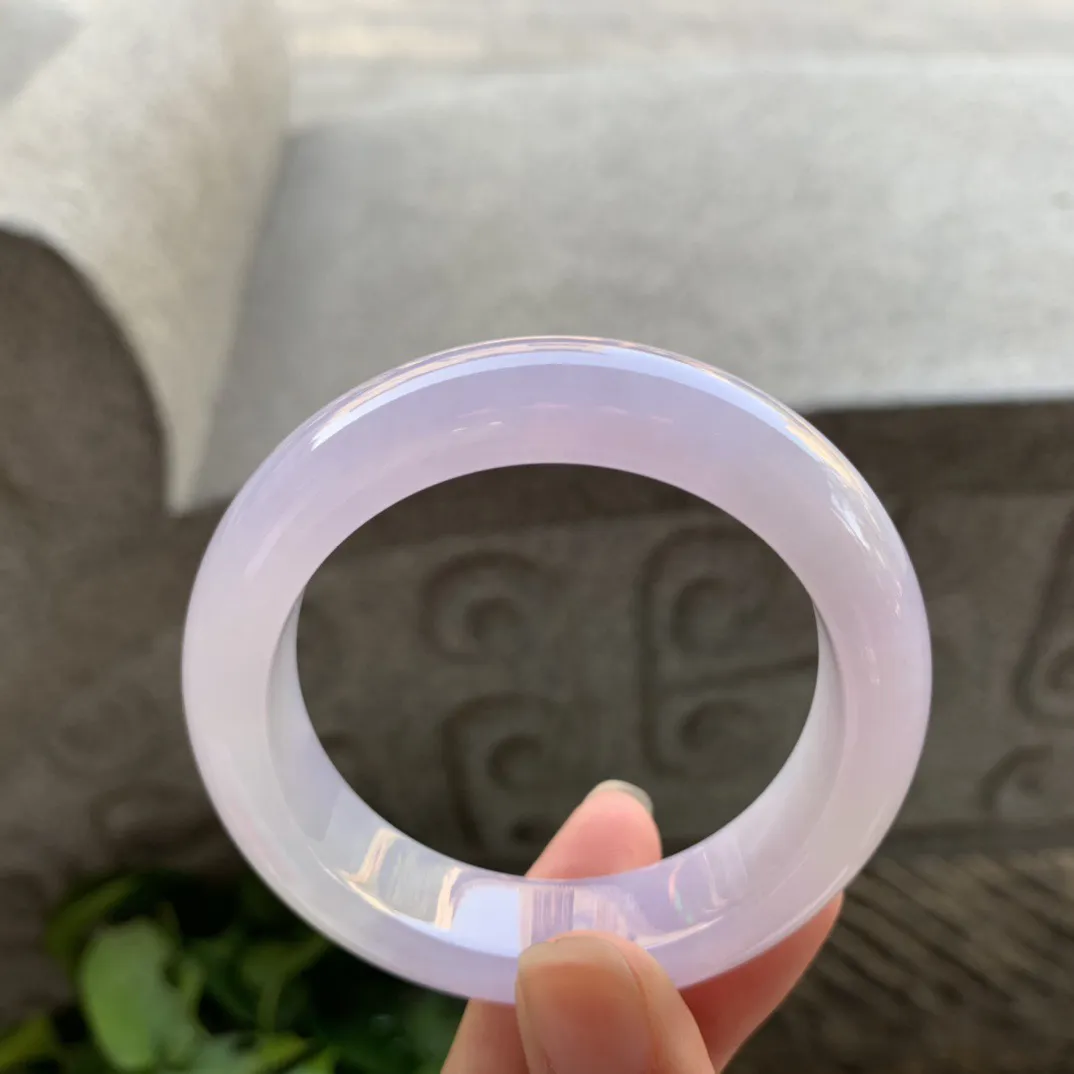 小圈口50.7-13.6-9.1【冰种粉紫正圈手镯】正圈50 51可戴