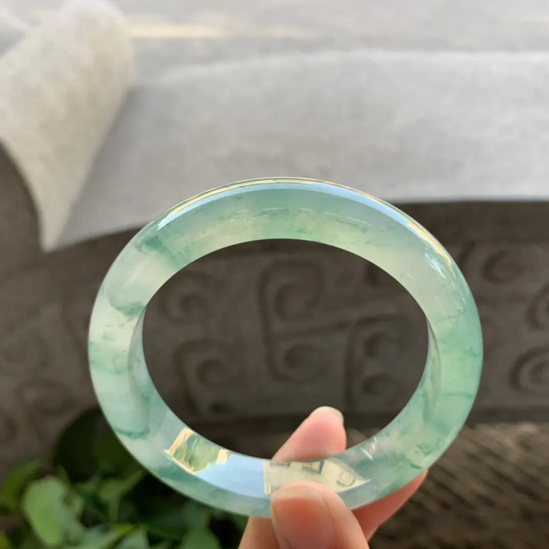 大圈口58-12.9-9 【高冰飘花正圈手镯】正圈58 59可戴