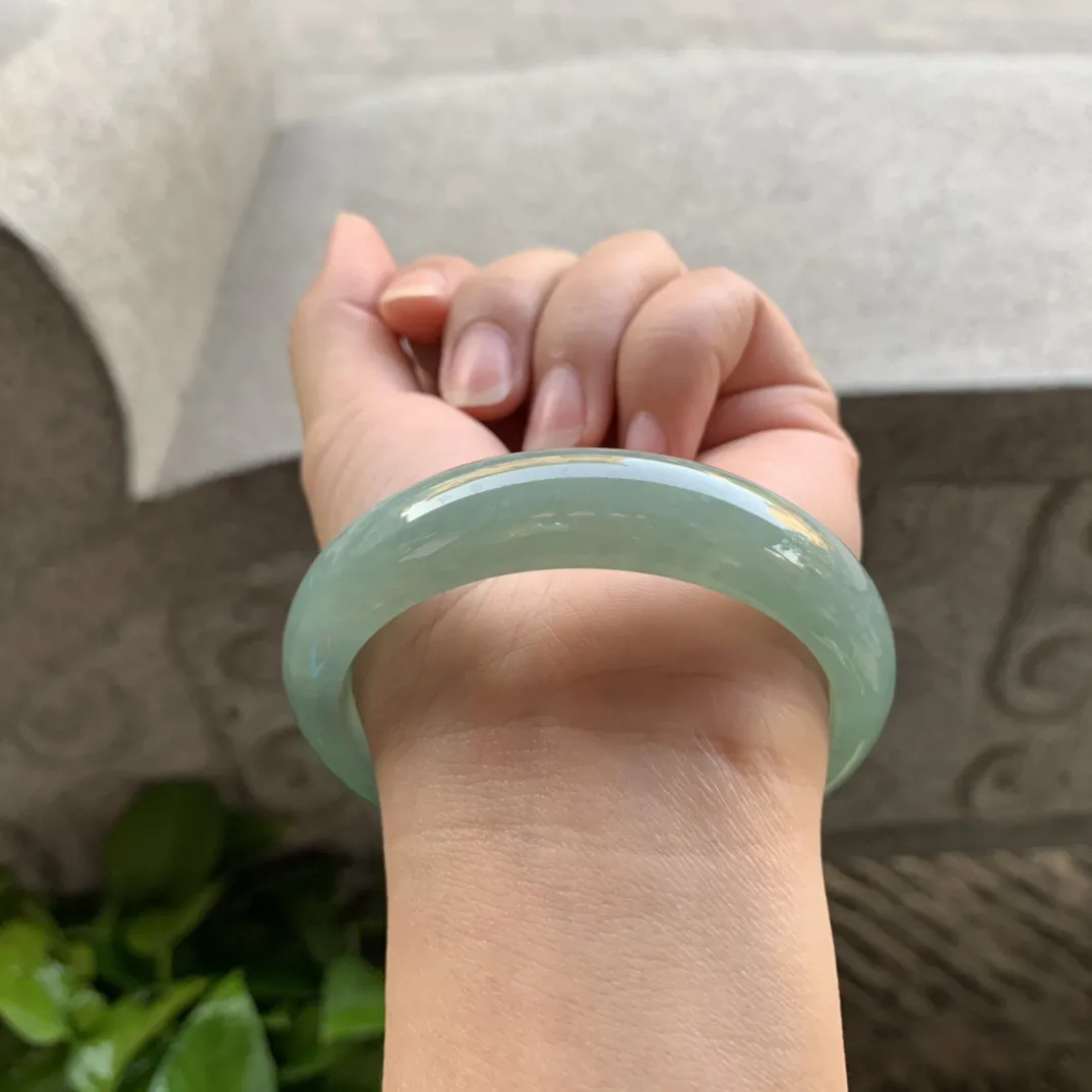 圈口56.5-13.8-7.7 【冰油绿正圈手镯】正圈56 57可戴